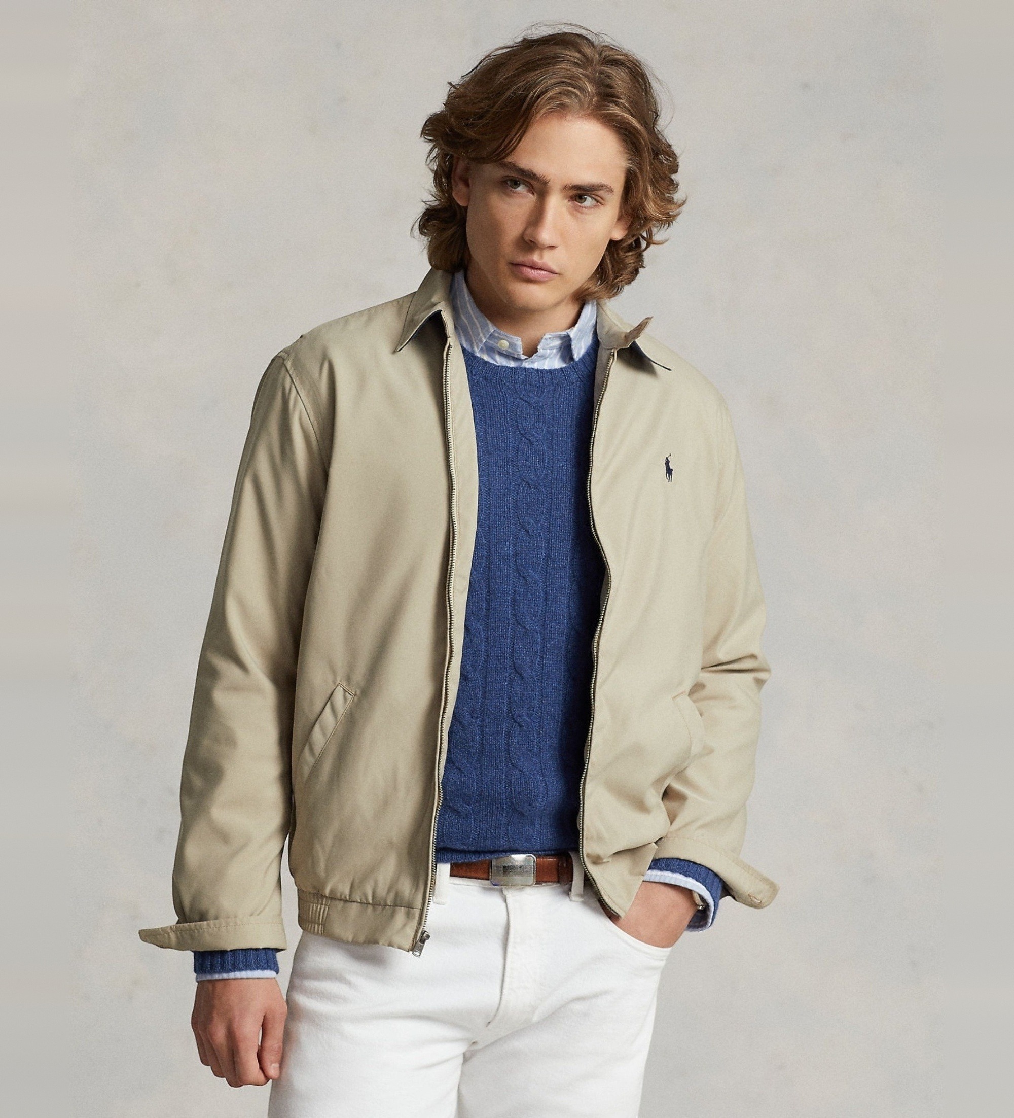 Polo Ralph Lauren für Herren. 710548506002 Jacke mit doppelter Falte beige (L), Lässig, Baumwolle, Polyester