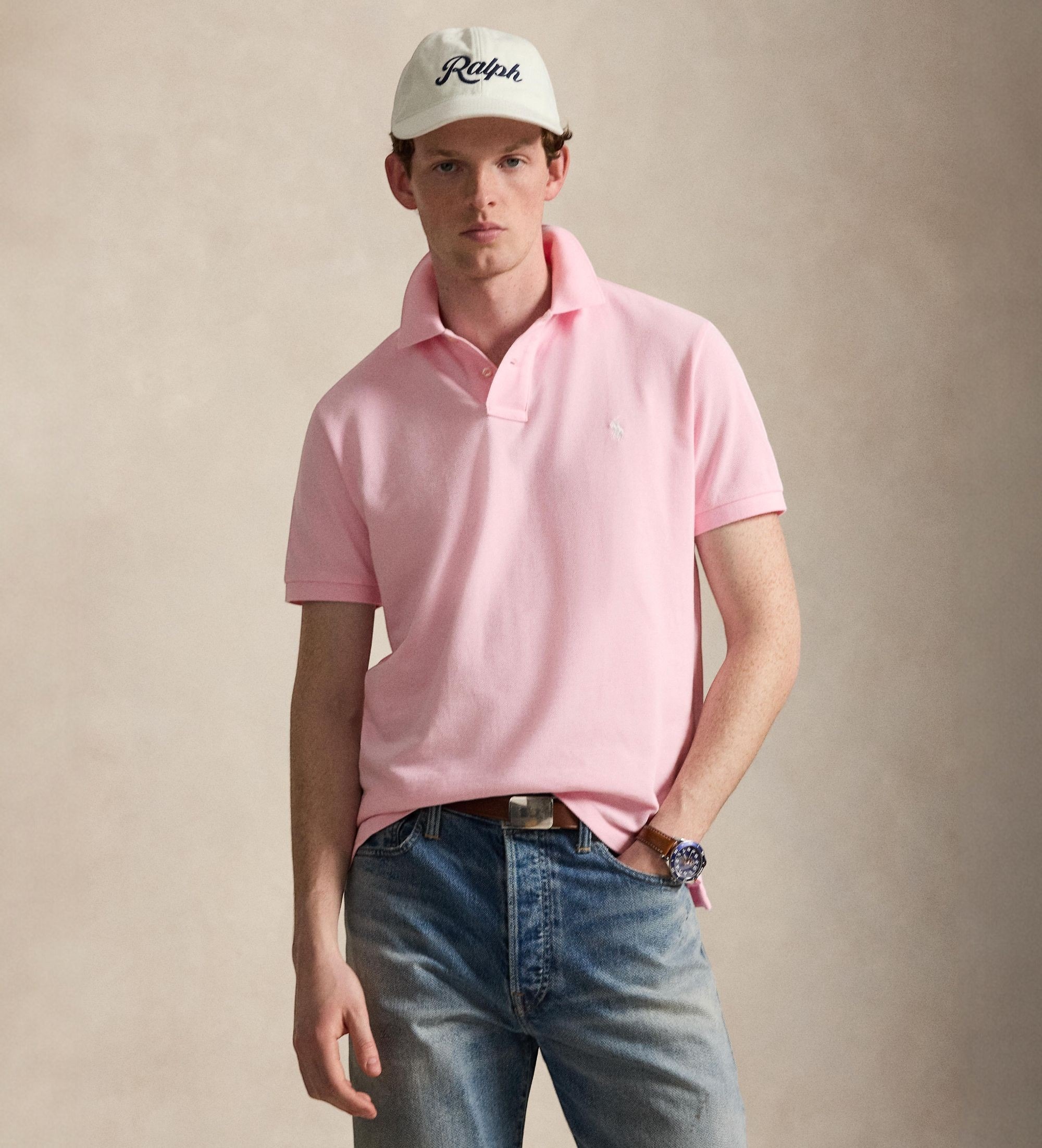 Polo Ralph Lauren für Herren. 710534735519 Das kultige rosa Classic Fit Pique-Poloshirt (S), Lässig, Baumwolle, Kurzarm