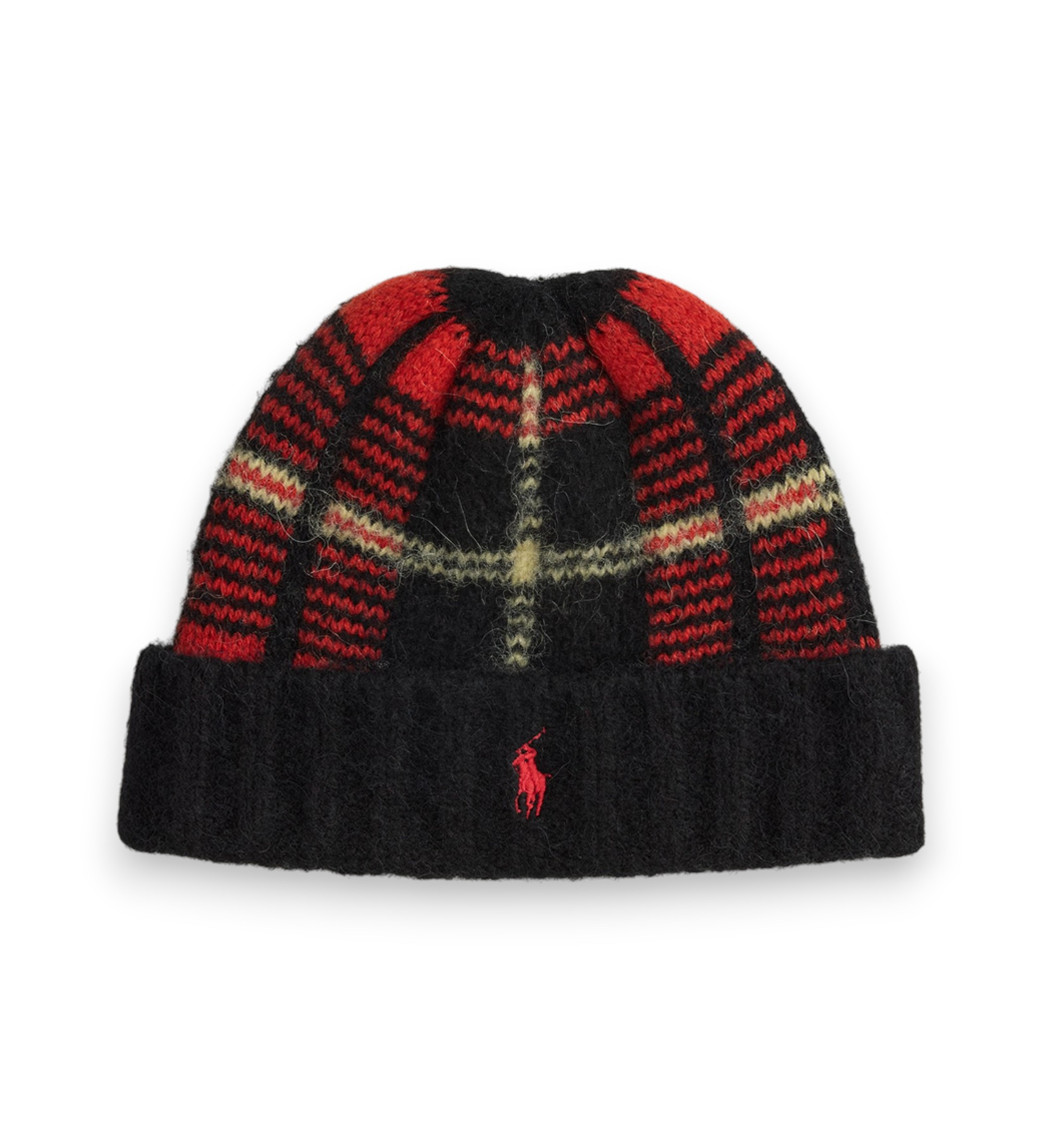 Polo Ralph Lauren für Herren. 449P20228001 Rot karierte Mütze (OSFA), Wolle, Klassisch