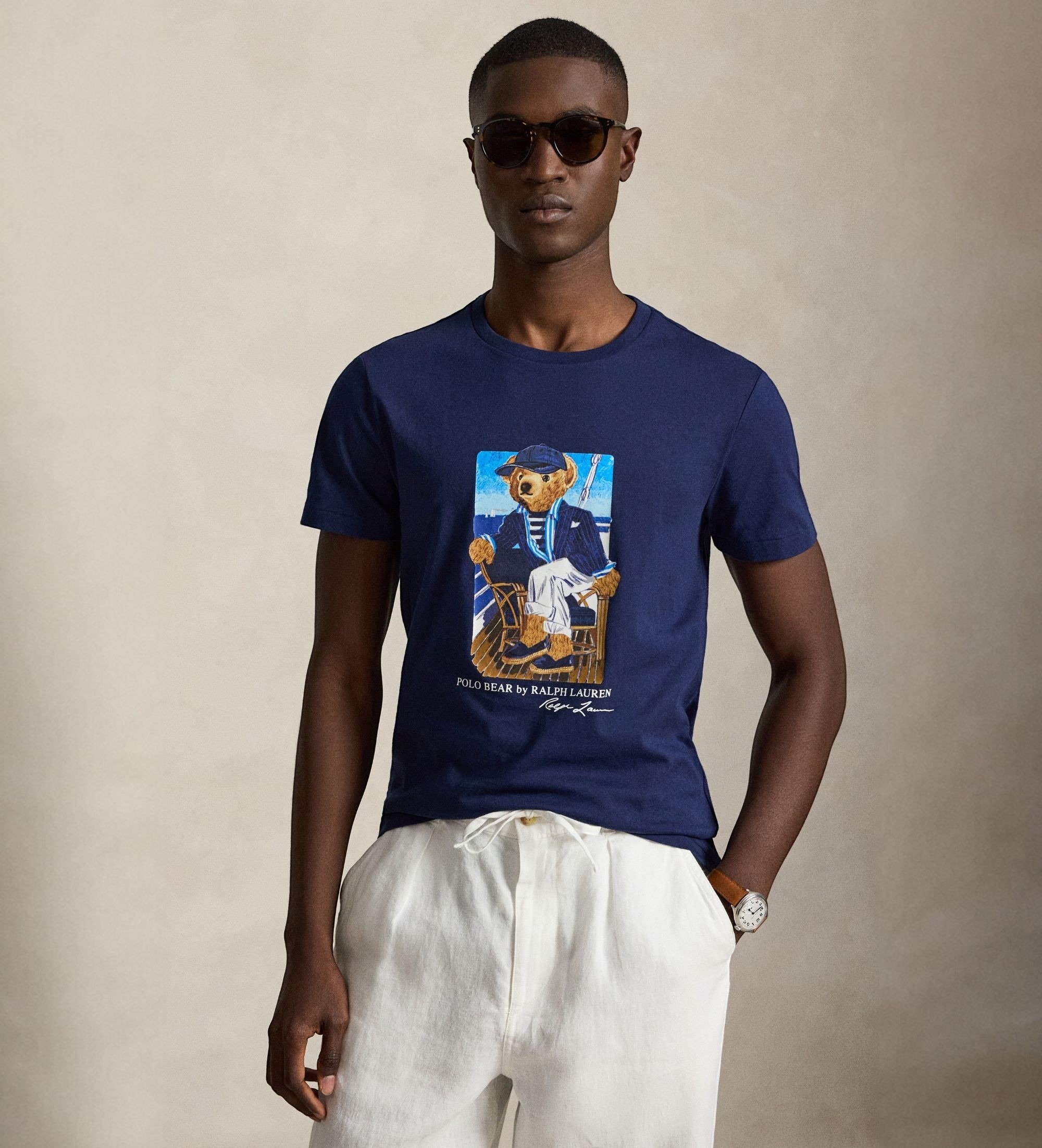 Polo Ralph Lauren für Herren. 710B21964001 Polo Bear Custom Slim Fit T-Shirt (M), Lässig, Baumwolle, Kurzarm, Marine
