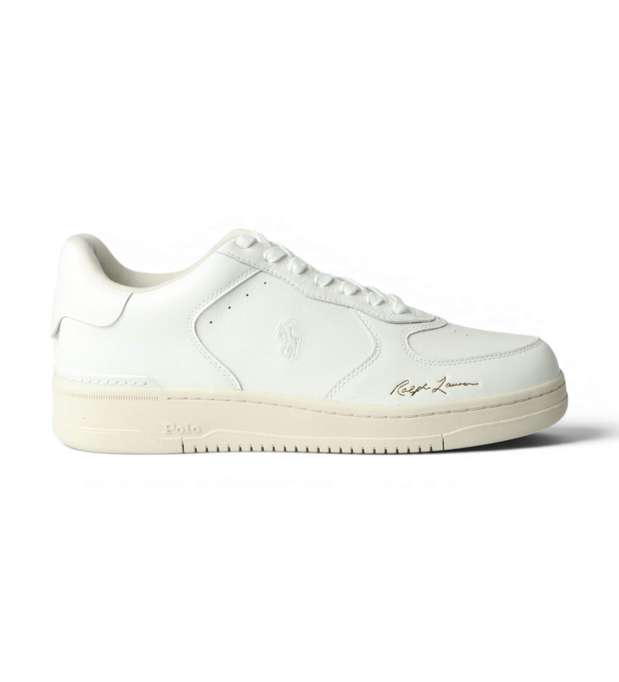Polo Ralph Lauren für Herren. 809P13086001 Weiße Masters Low Sneaker aus Leder (42), Wohnung, Schnürsenkel, Lässig