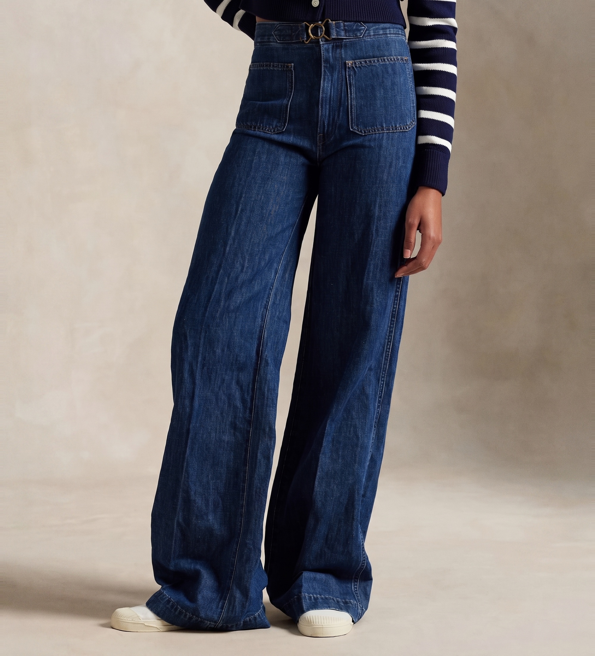 Polo Ralph Lauren für Damen. 211959040001 Weite Jeans mit ausgestelltem Bein blau (30/32), Lässig, Baumwolle, Denim