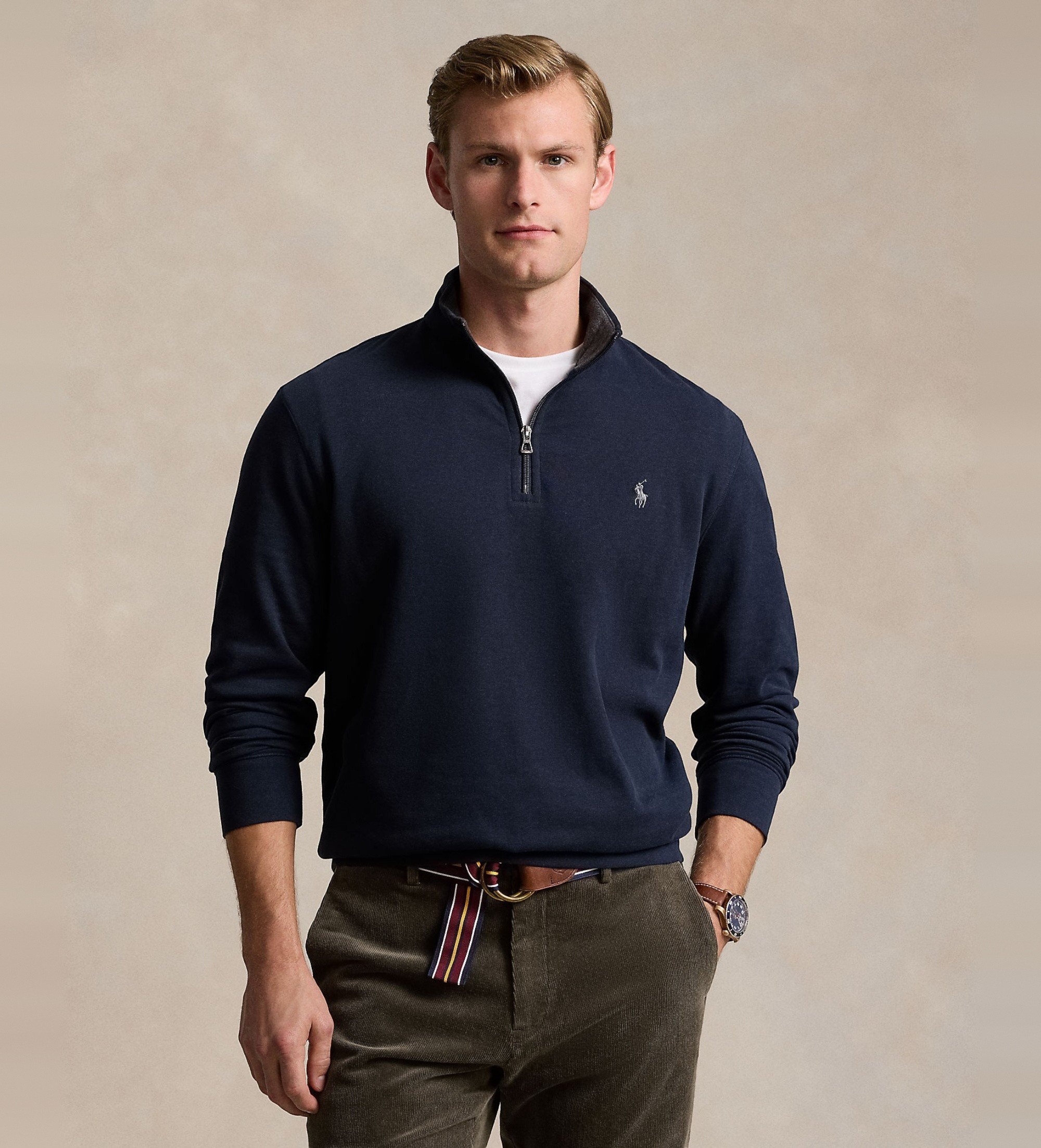 Polo Ralph Lauren für Herren. 710812963003 Pullover Navy Reißverschluss (M), Lässig, Baumwolle, Langarm, Marine