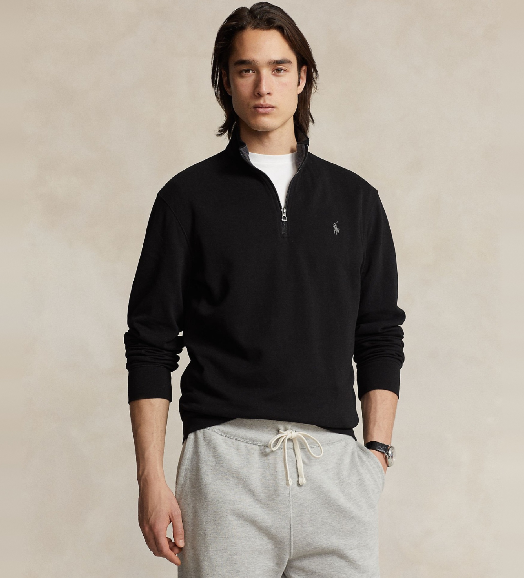 Polo Ralph Lauren für Herren. 710812963037 Schwarzer Pullover mit Reißverschluss (M), Lässig, Baumwolle