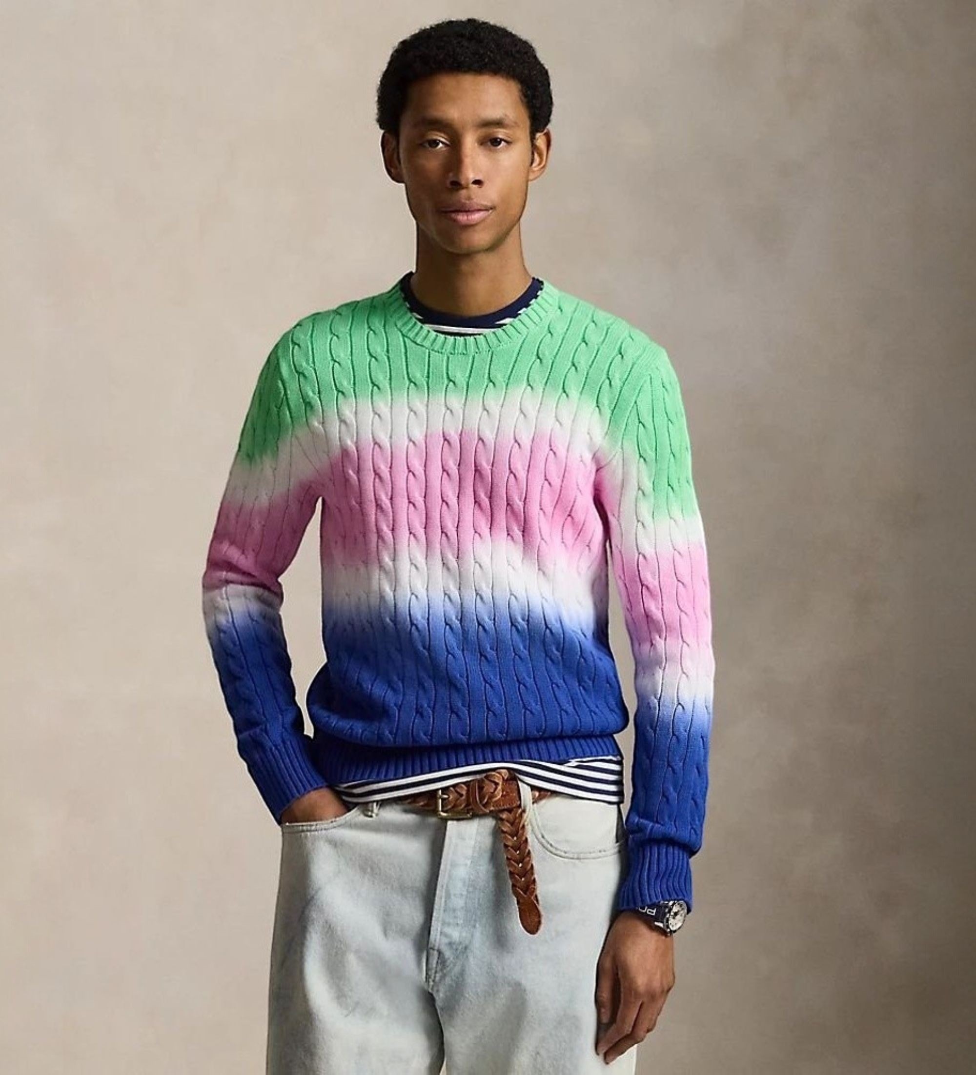 Polo Ralph Lauren für Herren. 710A12809001 Mehrfarbiger Pullover aus durchgefärbter Baumwolle (L), Lässig