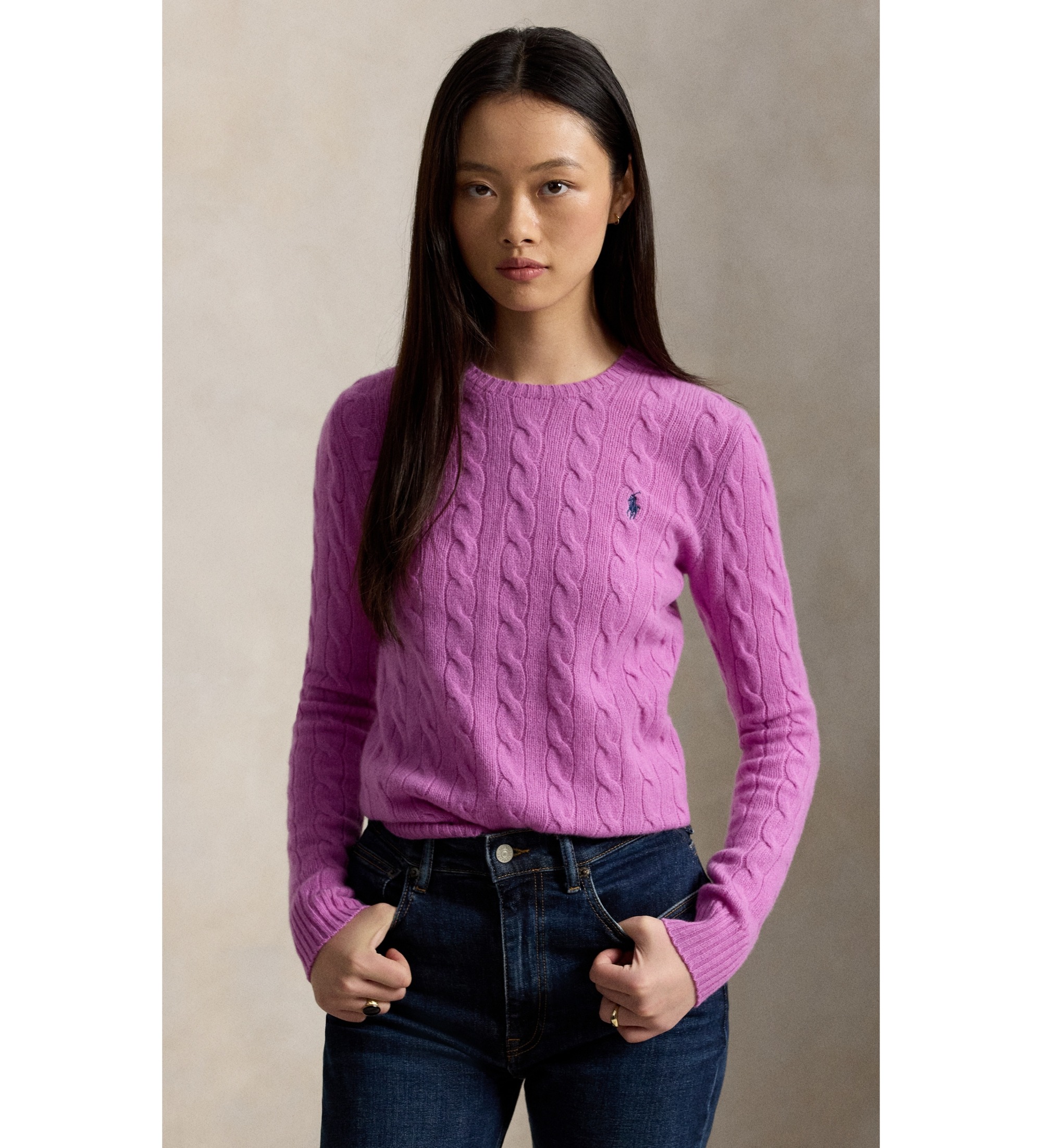 Polo Ralph Lauren für Damen. 211971865506 Rosa Pullover aus Wolle und Kaschmir (S), Lässig, Langarm