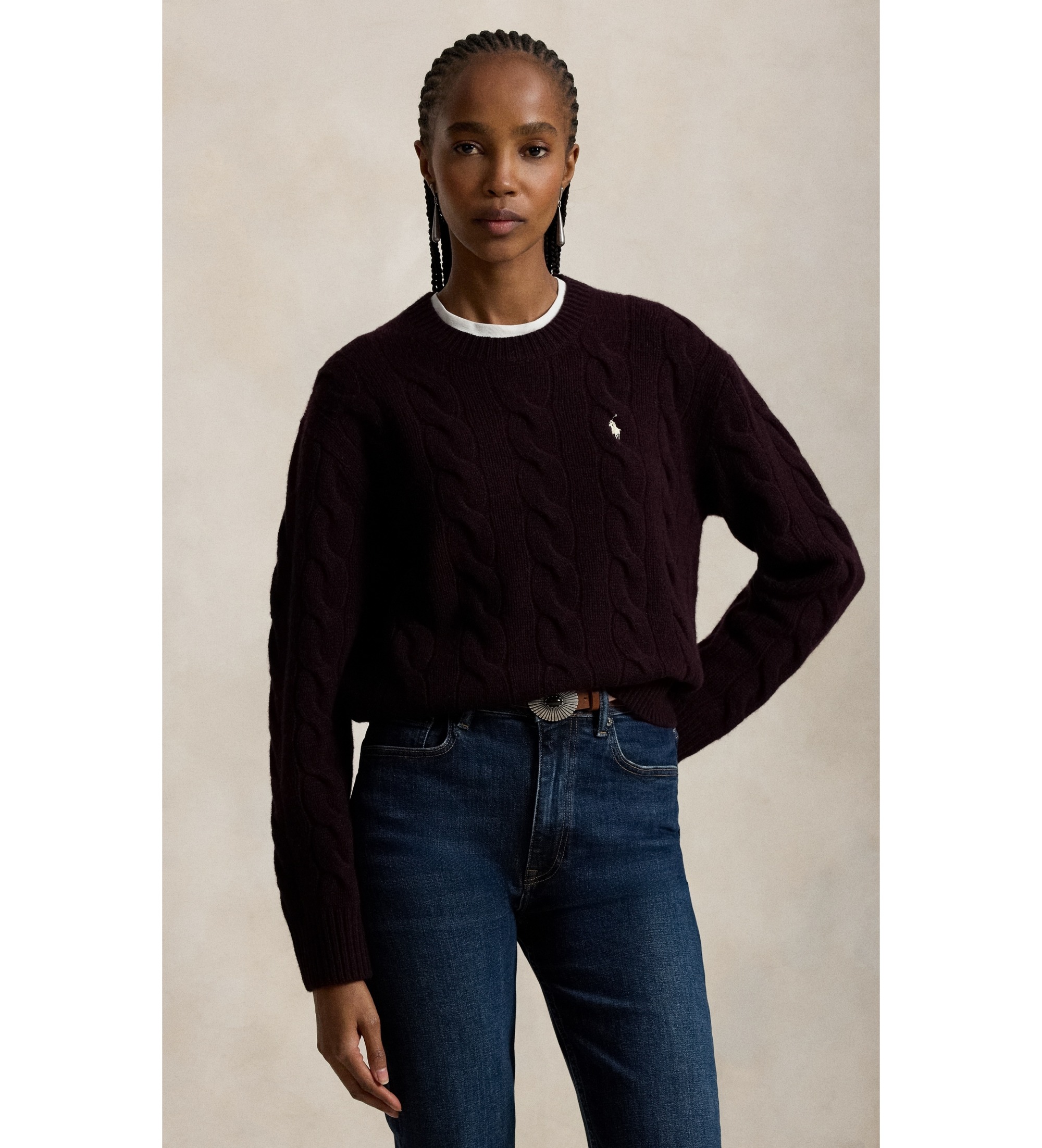 Polo Ralph Lauren für Damen. 211A91216013 Lila Pullover aus Wolle und Kaschmir (L), Lässig, Flieder, Langarm