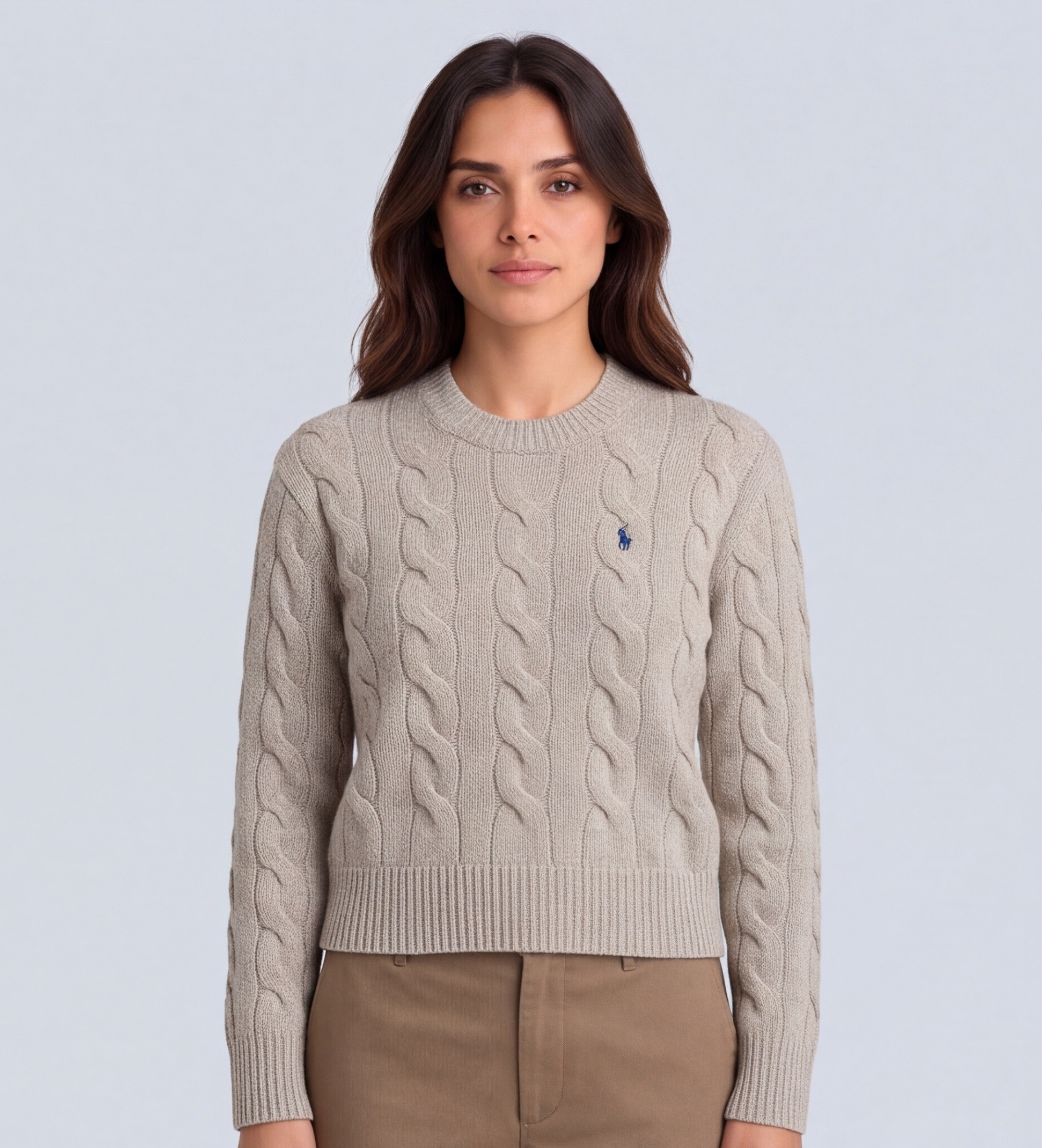 Polo Ralph Laurenvoor vrouwen. 211A91216016 Grijze trui van wol en kasjmier (L), Casual, Grijs, Lange mouwen