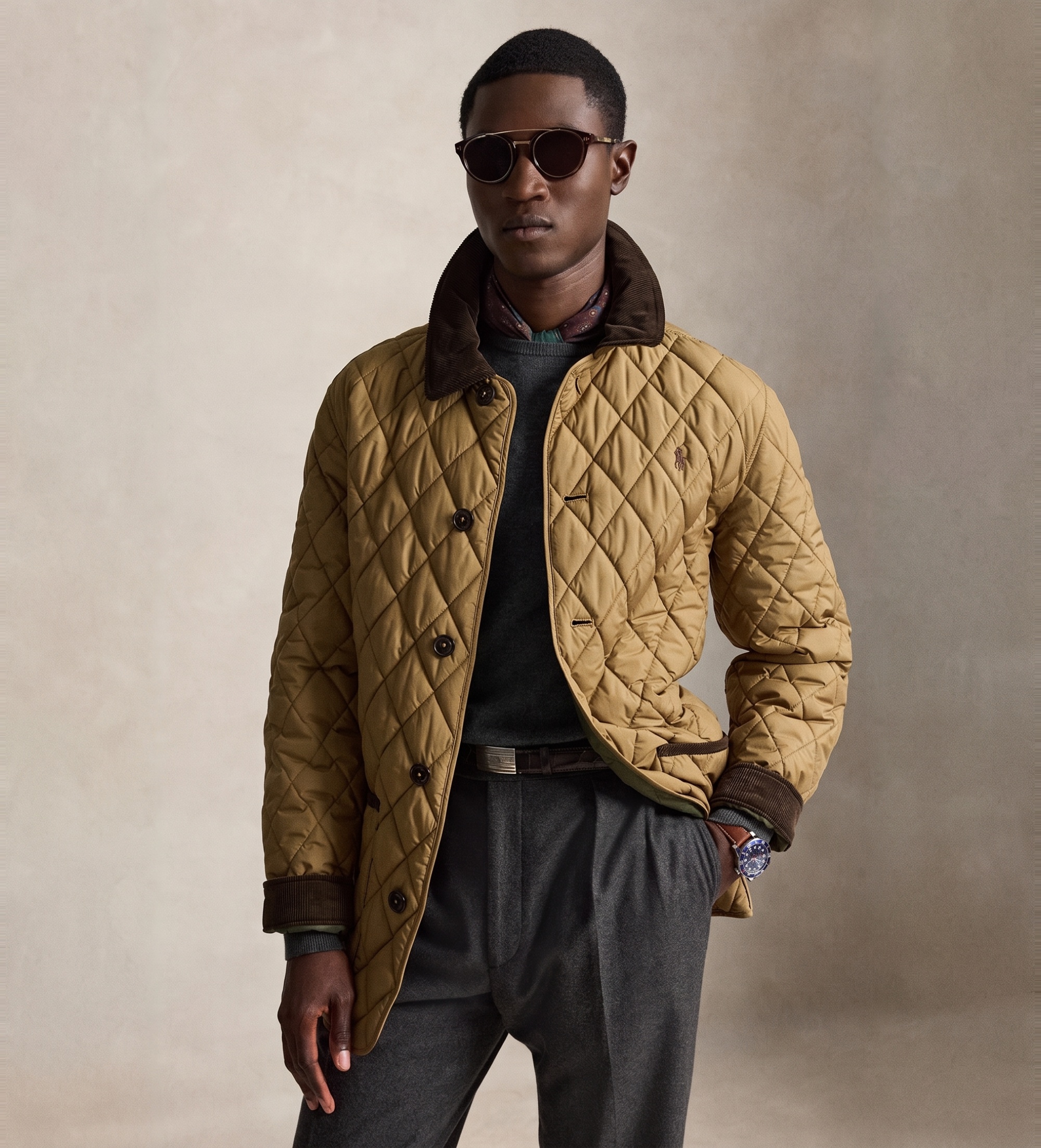Polo Ralph Lauren für Herren. 710B15982002 Braune Steppjacke (S), Lässig, Recyceltes Polyester