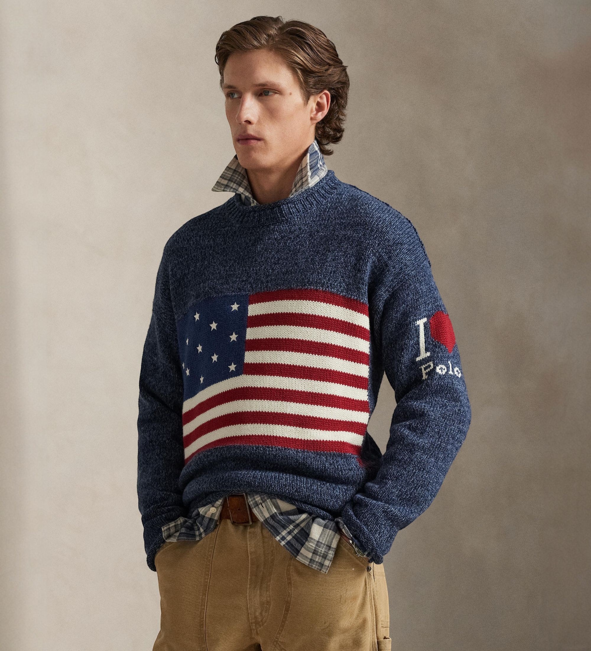 Polo Ralph Lauren für Herren. 710P05225001 Pullover Heart Polo blaue Flagge (L), Lässig, Baumwolle