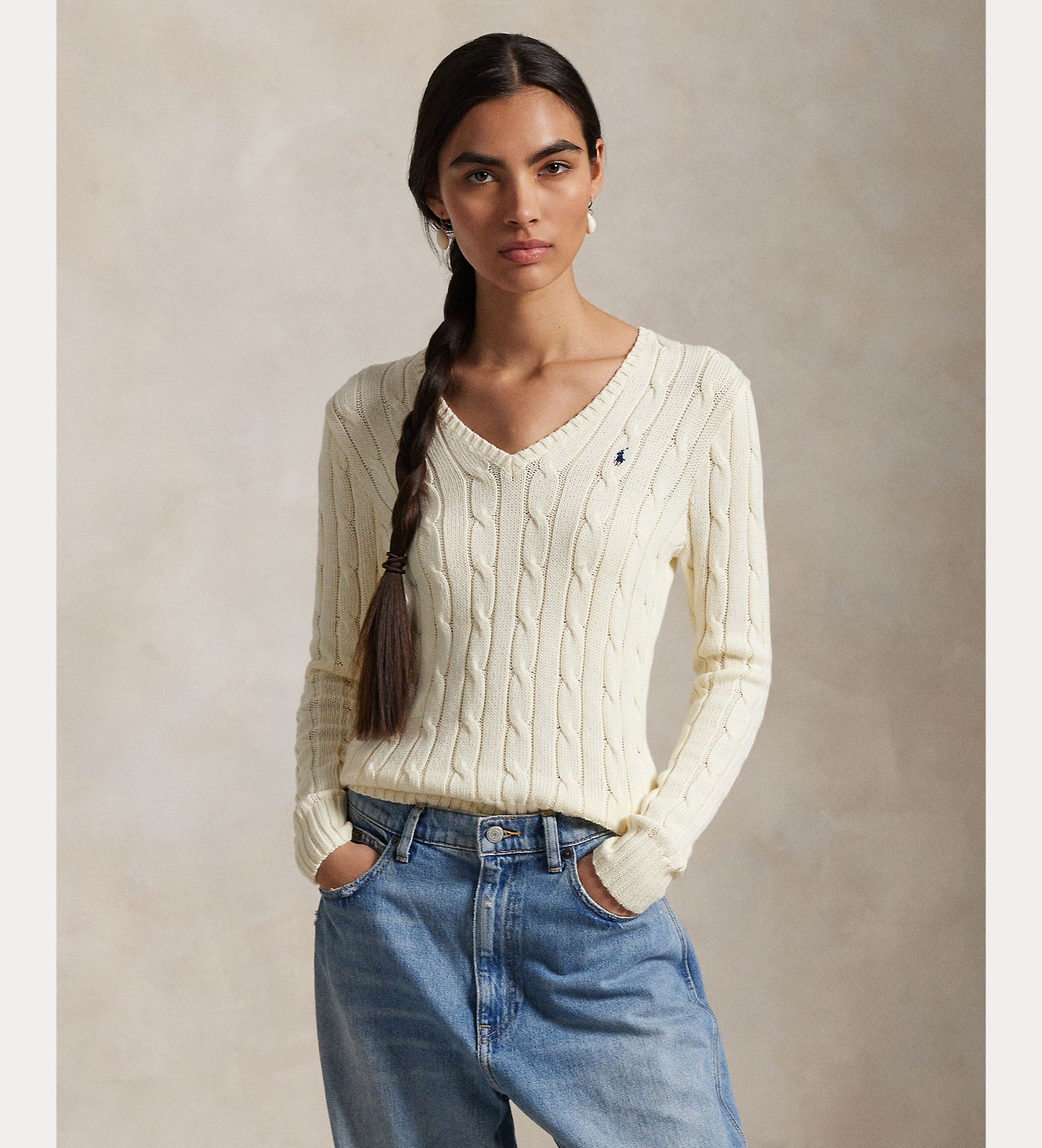 Polo Ralph Lauren für Damen. 211971870011 Kimblery Pullover beige (M), Lässig, Baumwolle