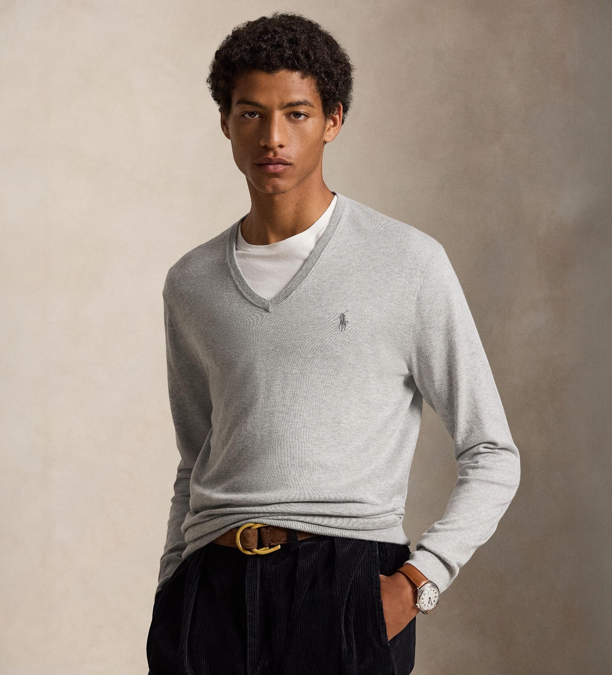 Polo Ralph Lauren für Herren. 710670789002 Slim Fit Pullover grau (XXL), Lässig, Baumwolle