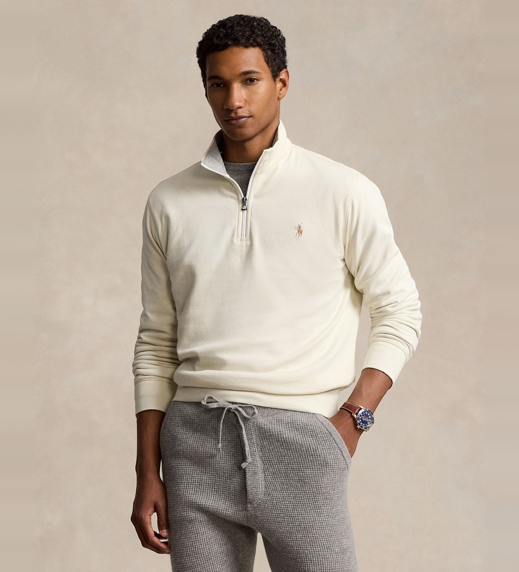 Polo Ralph Lauren für Herren. 710812963057 Ultraweicher Strickpullover in Off-White (L), Weiß, Lässig, Baumwolle, Langarm