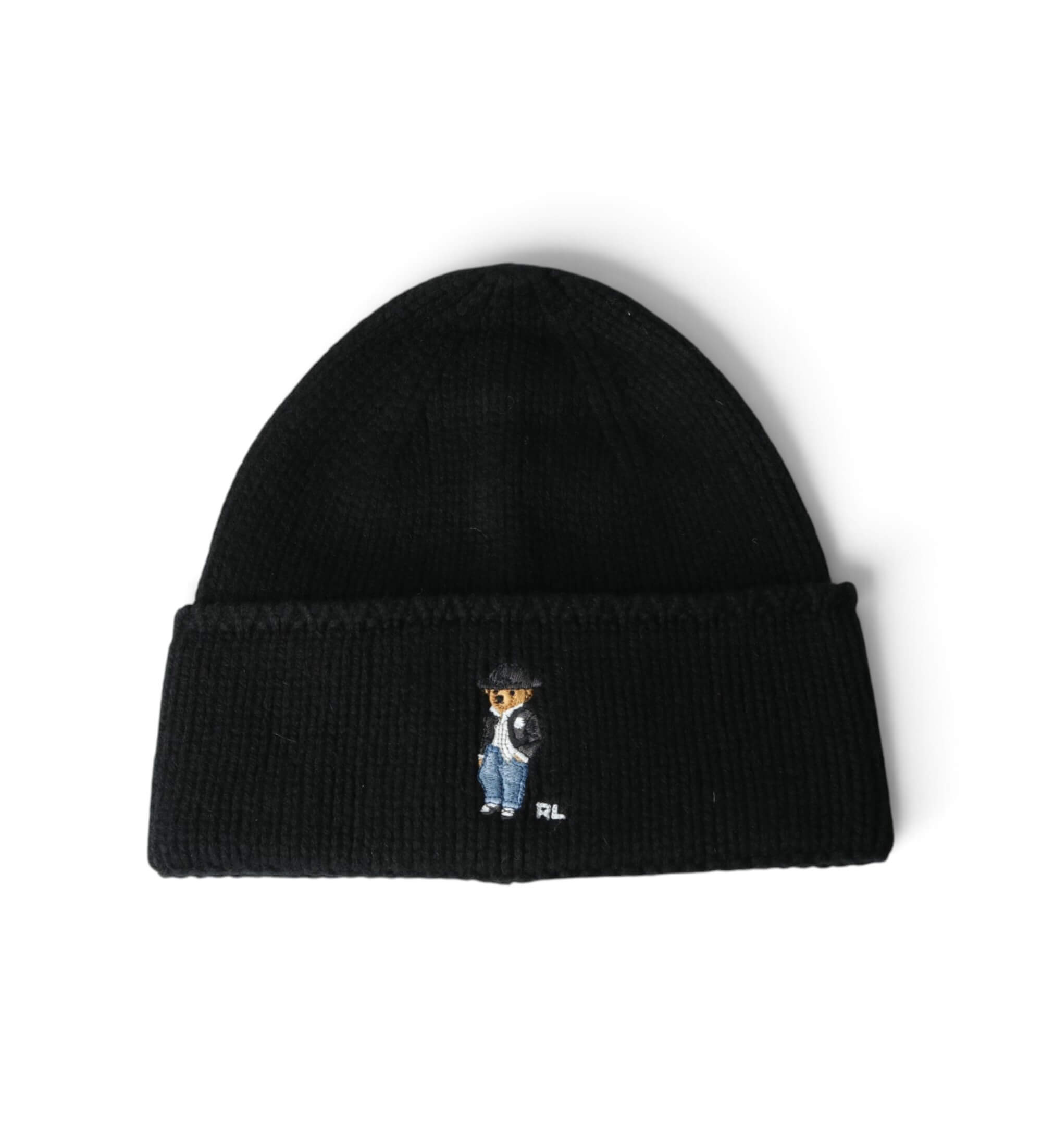Polo Ralph Lauren für Damen. 455P23854001 Schwarze Bärenmütze (OSFA), Lässig, Wolle