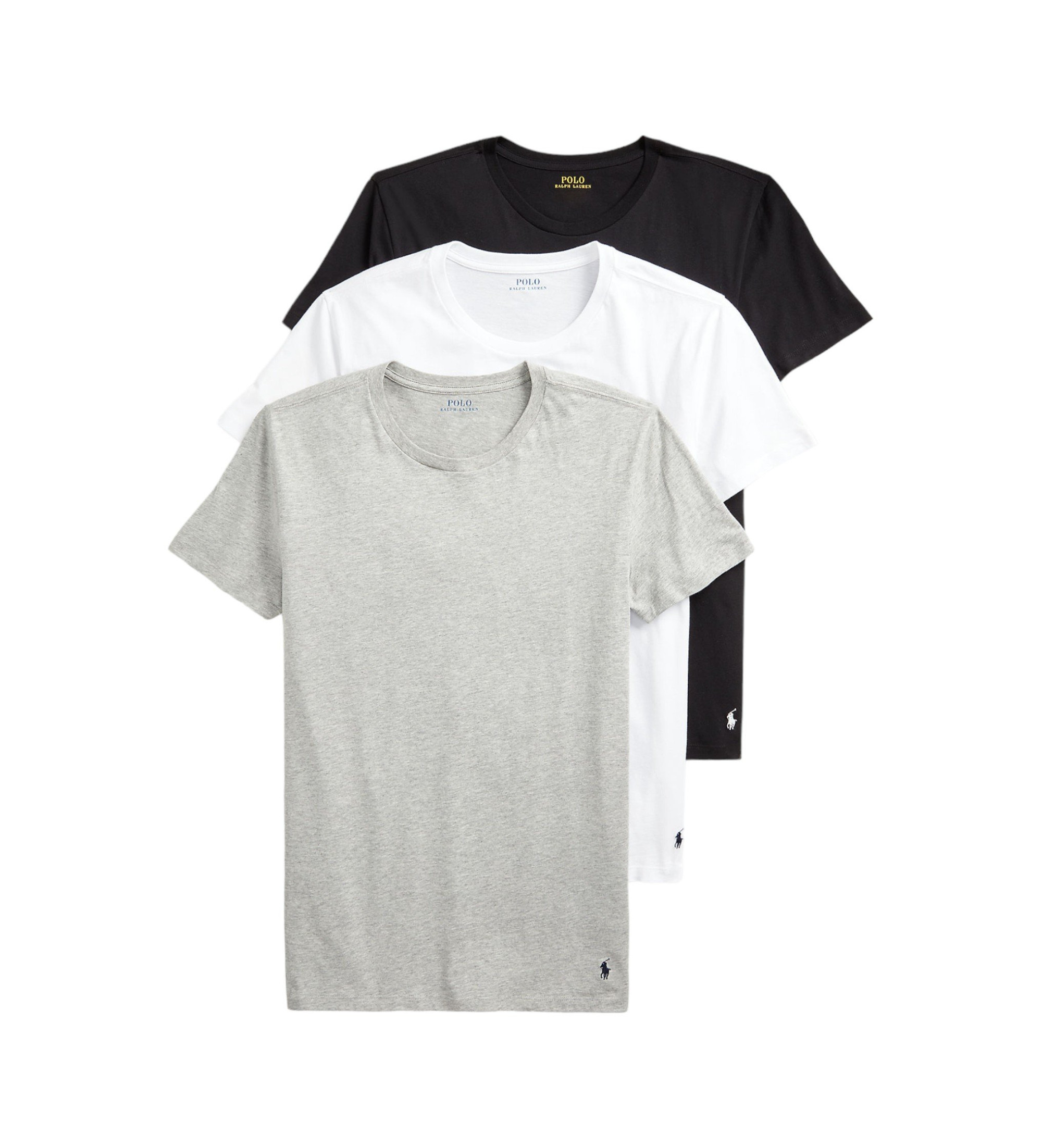 Polo Ralph Lauren für Herren. 714830304002 Pack 3 T-Shirts Crew weiß, grau, schwarz (S), Lässig, Heimtextilien, Baumwolle, Kurzarm