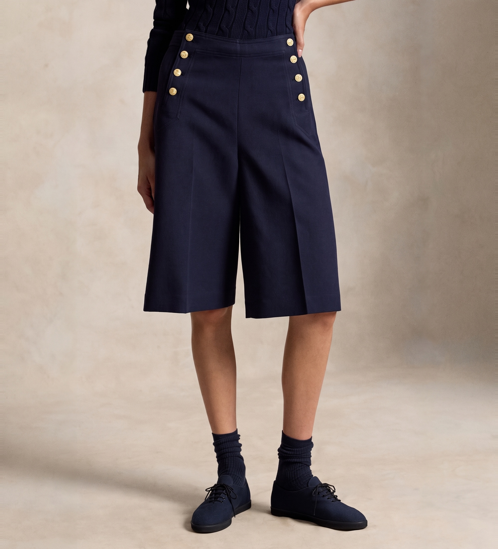 Polo Ralph Lauren für Damen. 211B17569001 Beaton-Hose aus Baumwolle und Wolle in Marineblau (36), Lässig