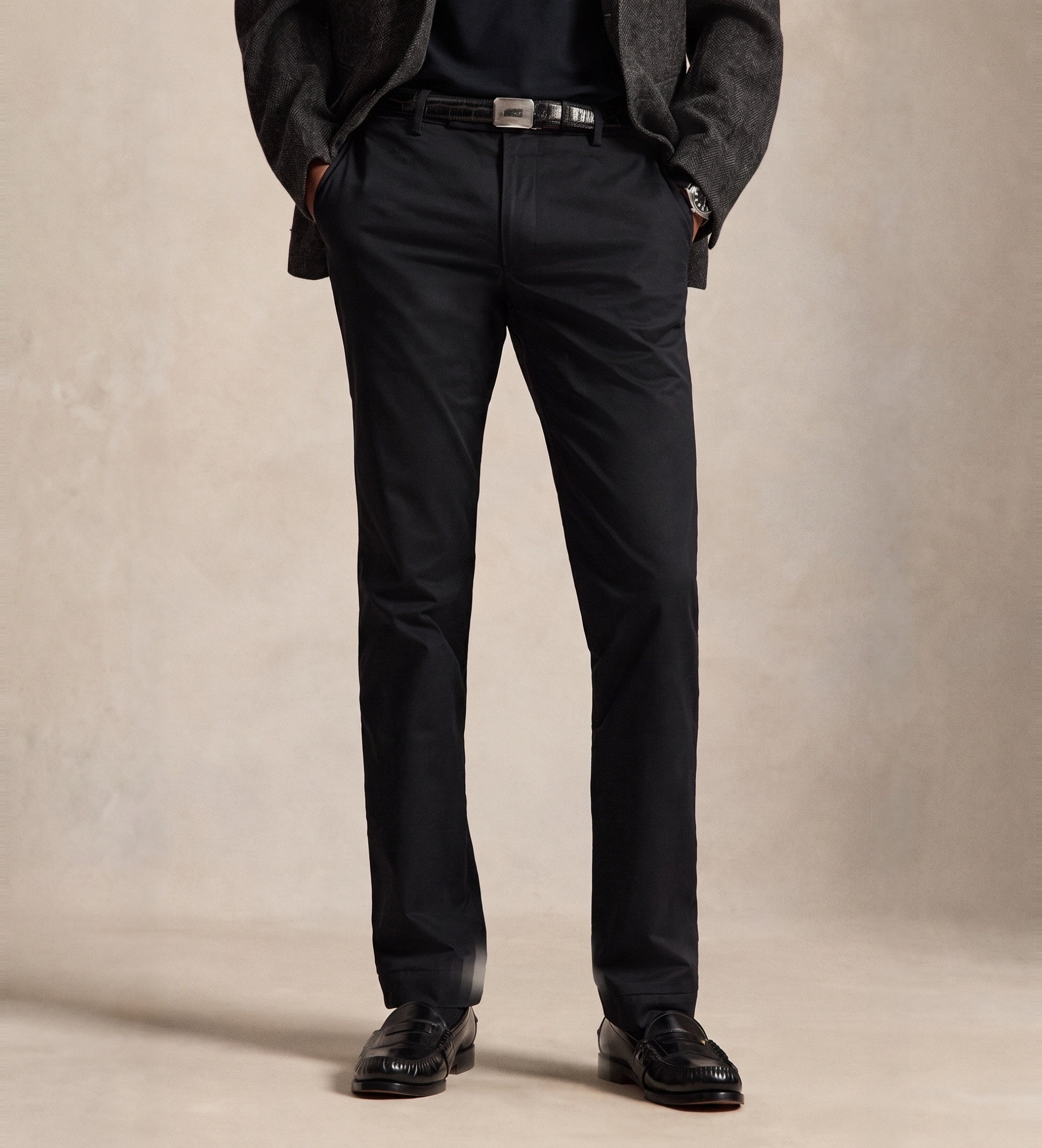 Polo Ralph Lauren für Herren. 710B23868001 Schwarze Greenwich Slim Fit Chinohose (33/34), Lässig, Baumwolle
