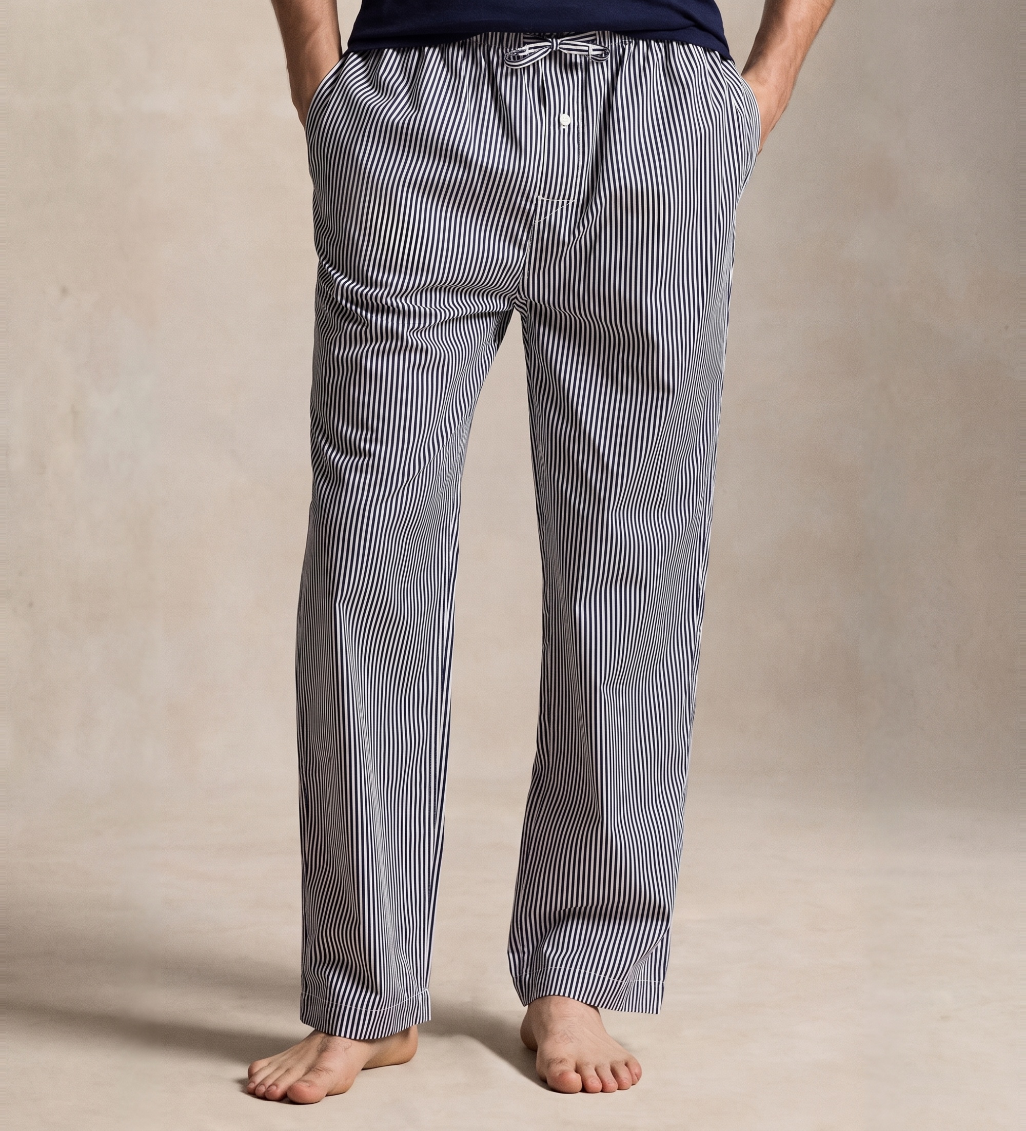 Polo Ralph Lauren für Herren. 714899509050 Pyjama-Hose aus Baumwolle mit marineblauen Streifen (L), Heimtextilien