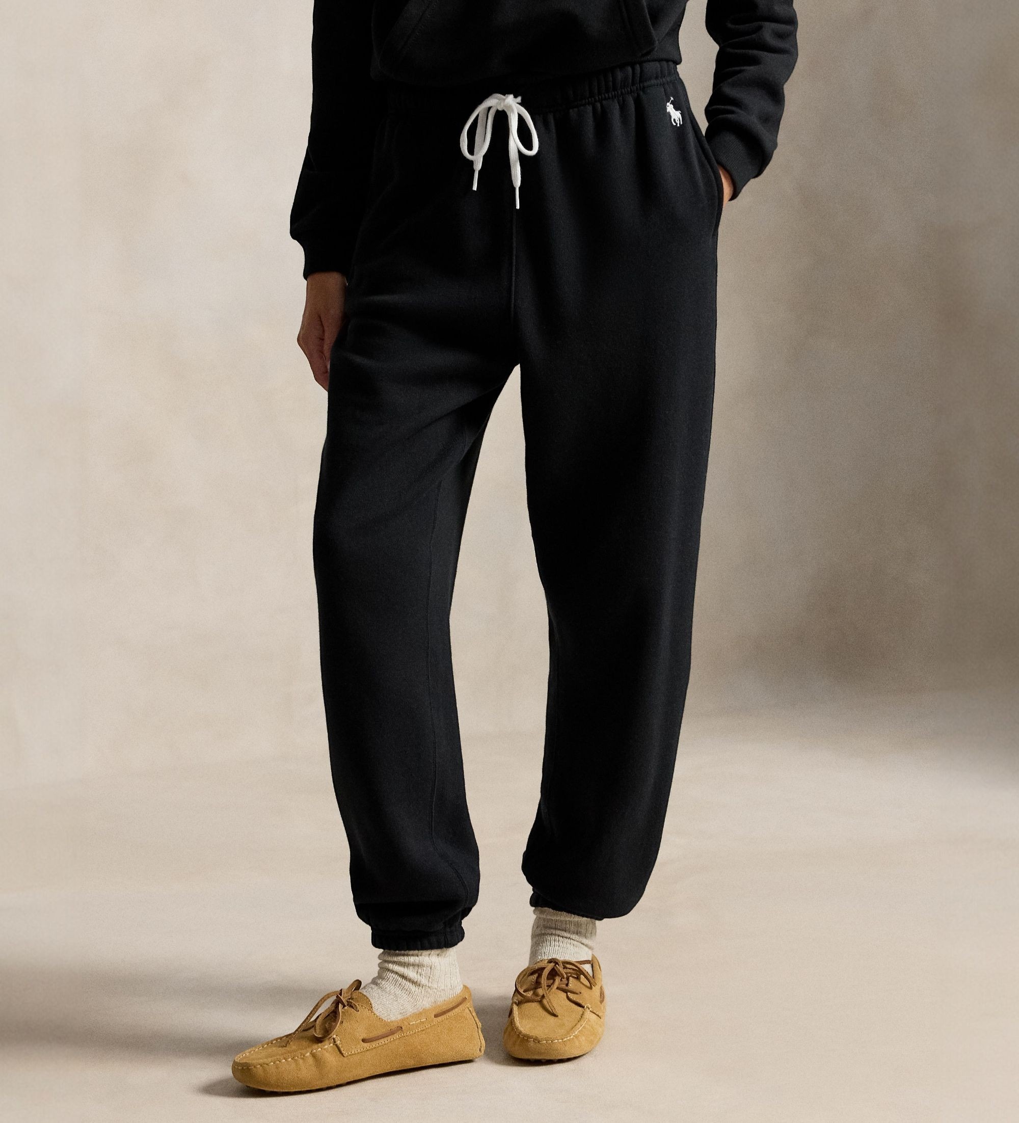 Polo Ralph Lauren für Damen. 211943009003 Fleece-Athletik-Hose schwarz (L), Lässig, Baumwolle