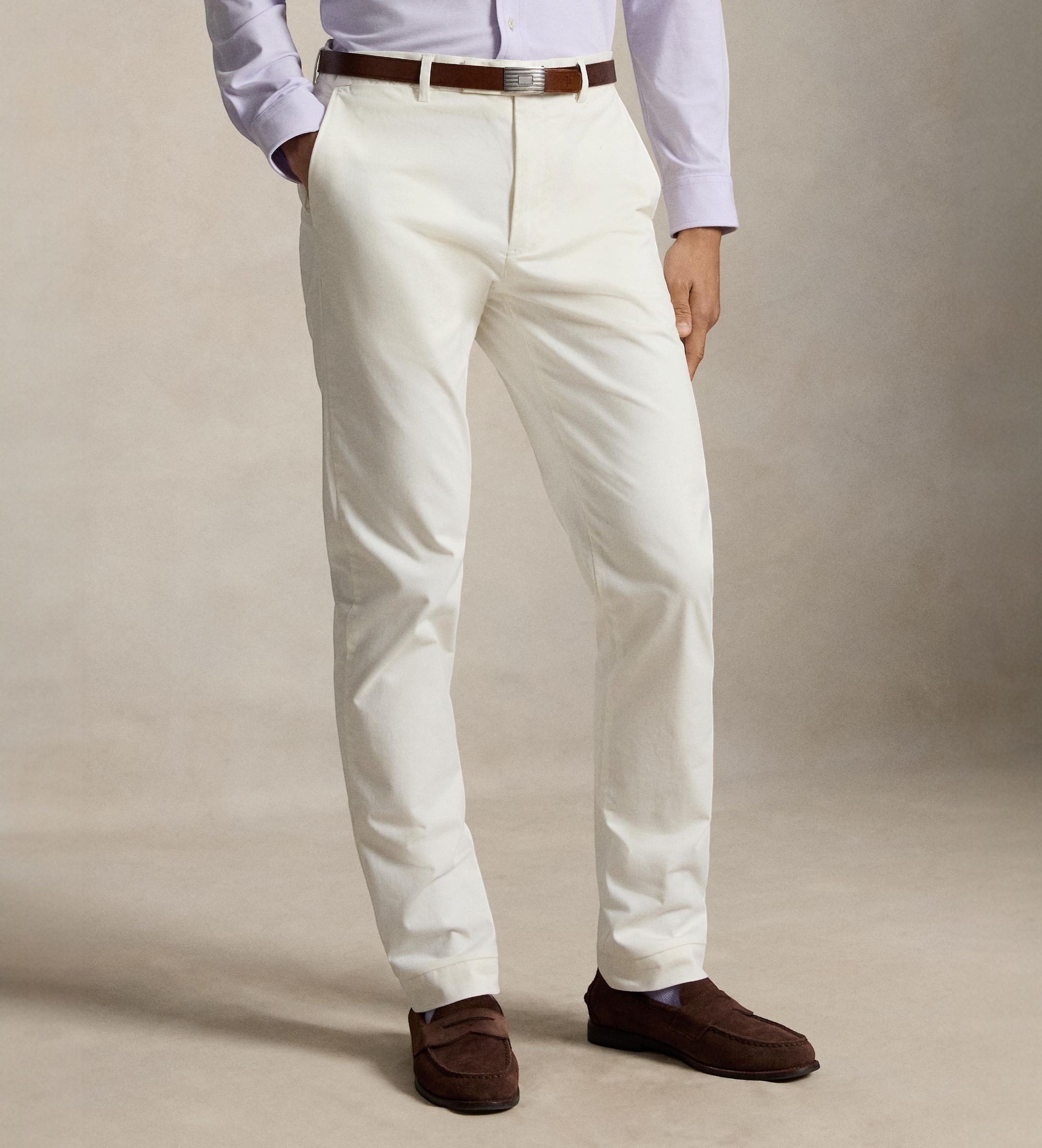 Polo Ralph Lauren für Herren. 710979503007 Weiße Slim Fit Jarrett-Hose aus Satin (32/34), Lässig, Baumwolle, Klassisch