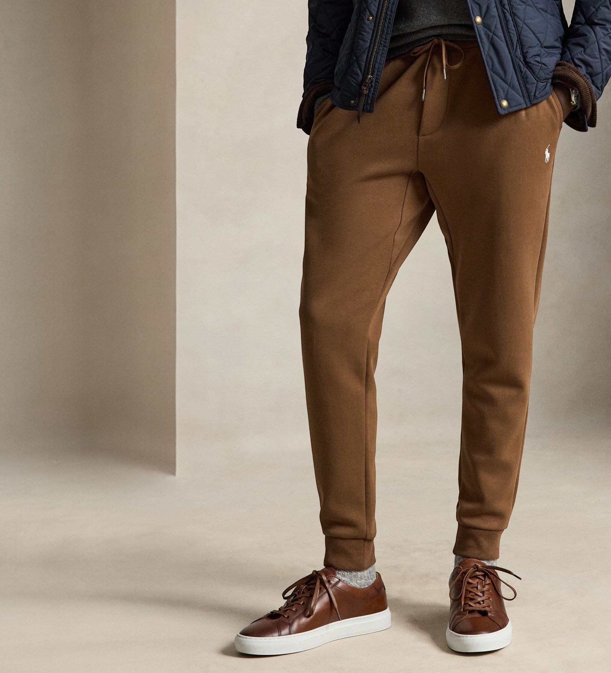 Polo Ralph Lauren für Herren. 710881518515 Braune Jogginghose aus Doppelstrick (S), Lässig, Baumwolle