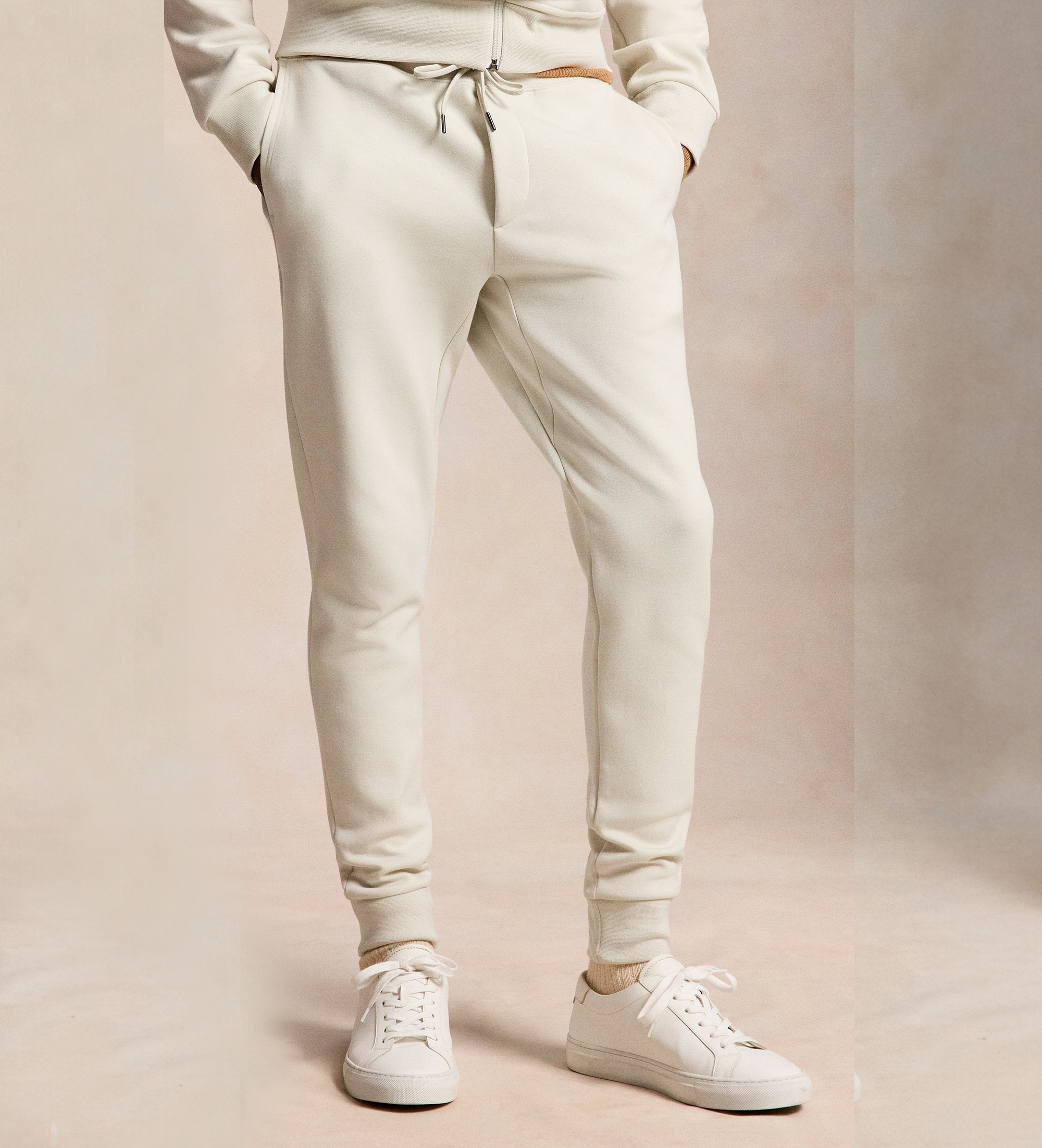 Polo Ralph Lauren für Herren. 710881518516 Beige Jogginghose aus Doppelstrick (M), Lässig, Baumwolle
