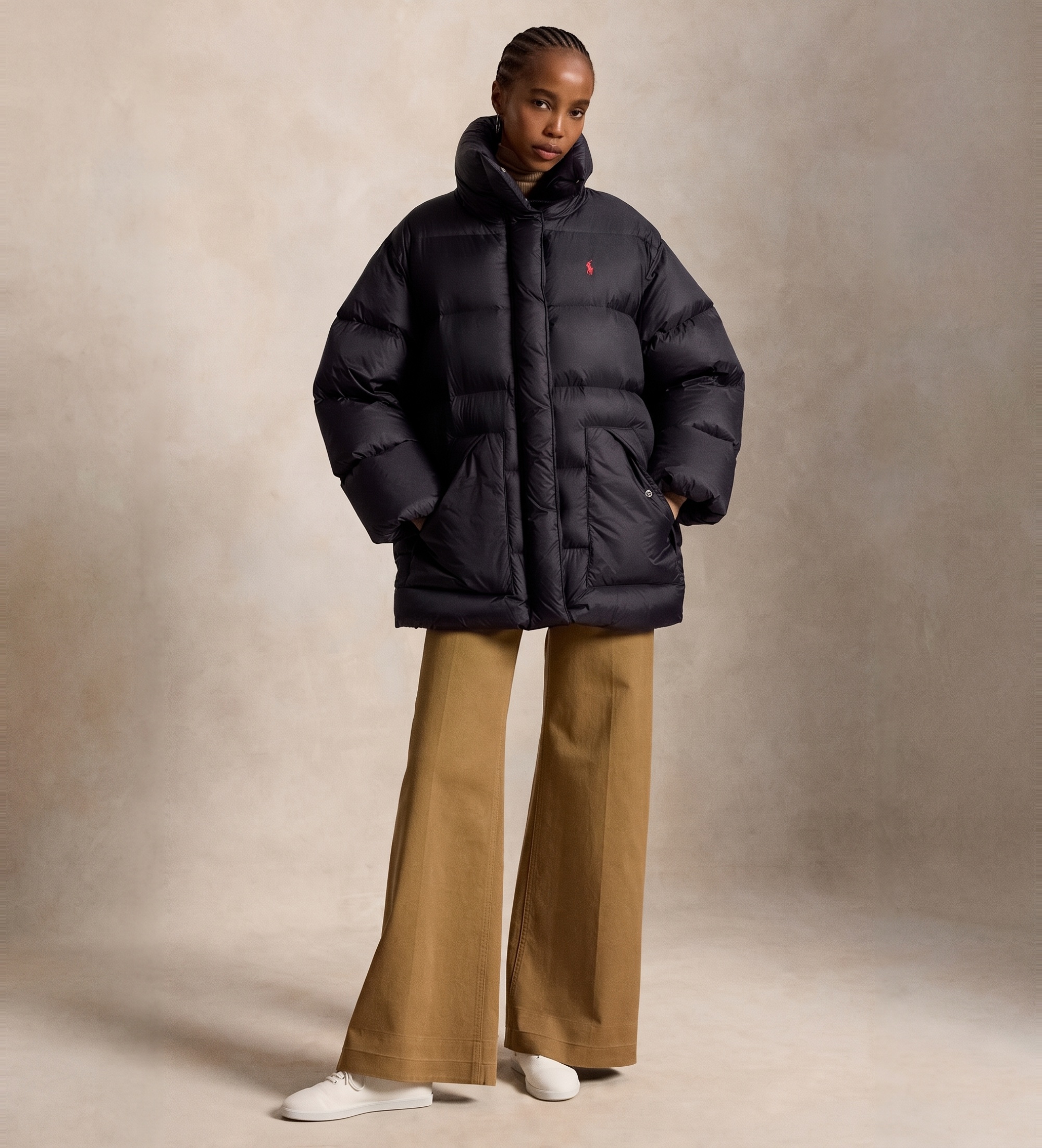 Polo Ralph Lauren für Damen. 211971186001 Schwarze Daunenjacke ?Woven? (S), Lässig, Recyceltes Nylon