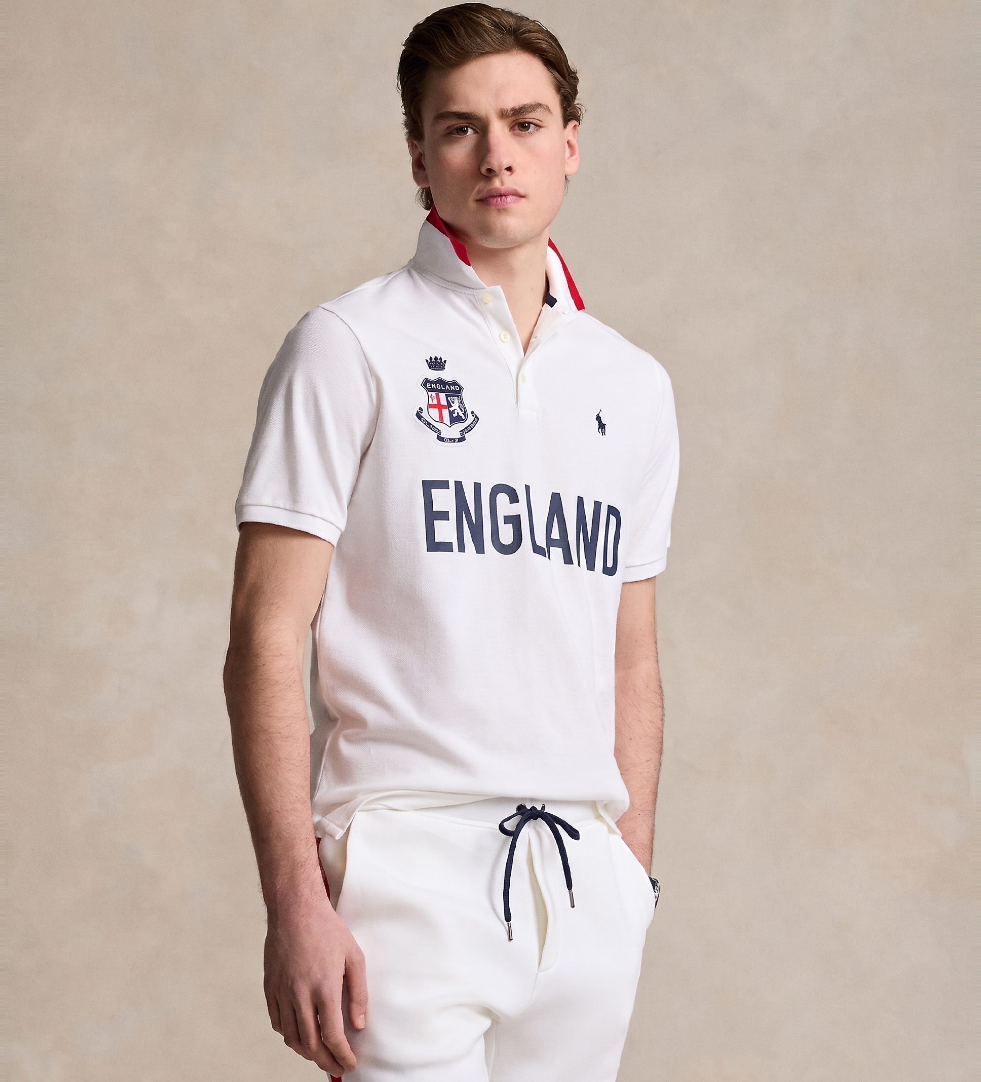 Polo Ralph Lauren für Herren. 710944668001 Classic Fit England Poloshirt weiß (S), Lässig, Baumwolle, Kurzarm