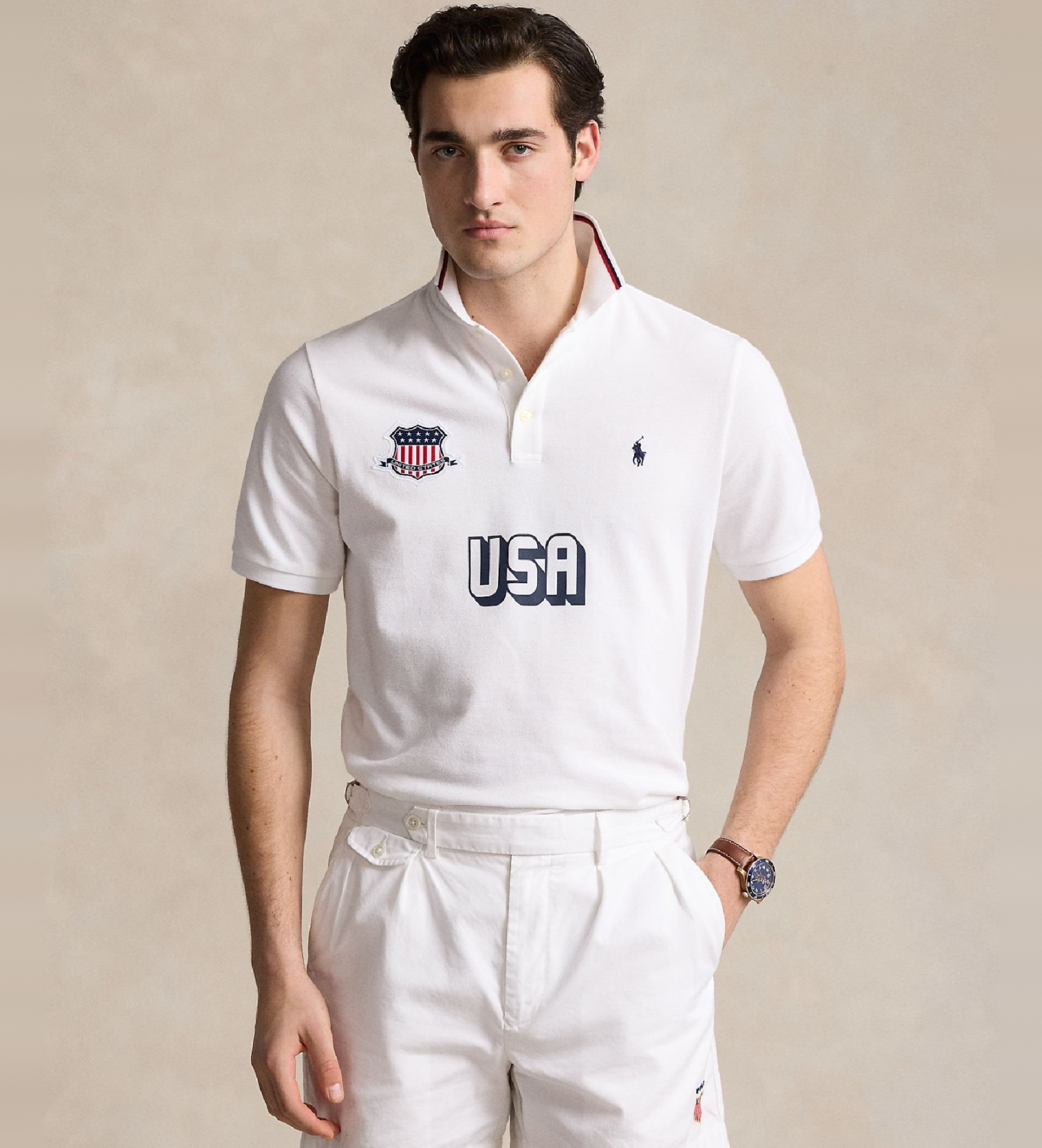 Polo Ralph Lauren für Herren. 710944666001 Classic Fit USA Poloshirt weiß (L), Lässig, Baumwolle, Kurzarm