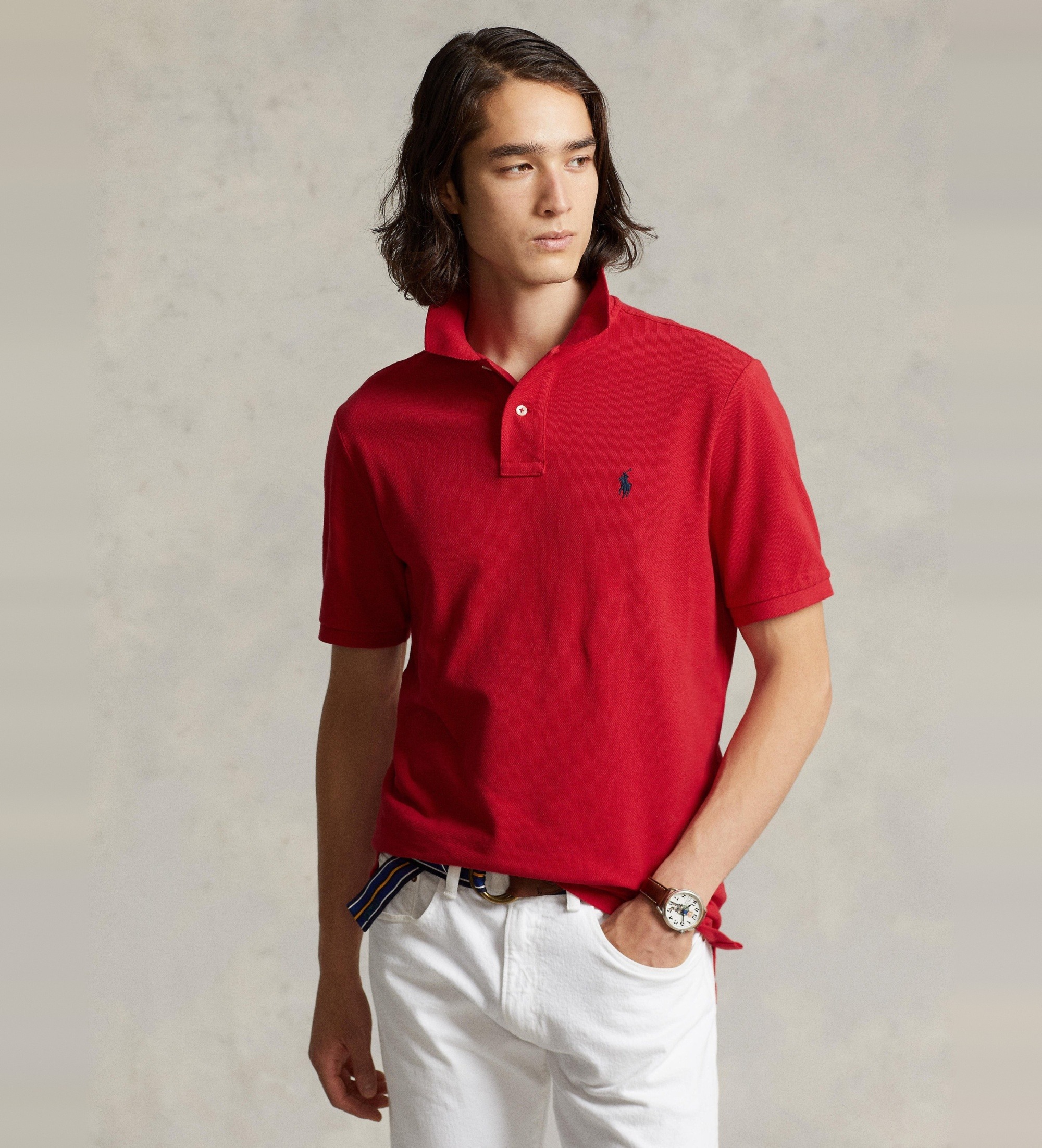 Polo Ralph Lauren für Herren. 710666998003 Custom Slim Fit Polo rot (M), Lässig, Baumwolle, Kurzarm