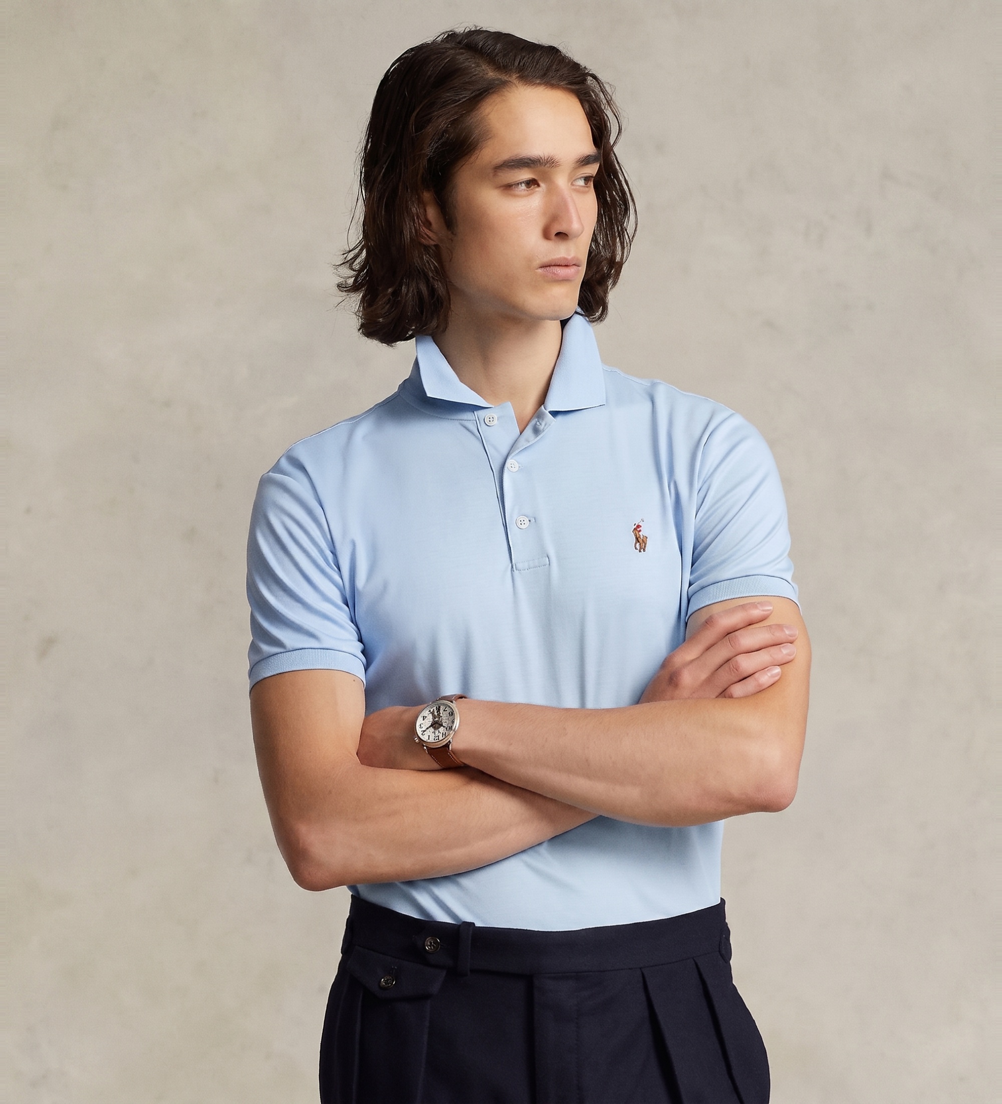 Polo Ralph Lauren für Herren. 710713130005 Custom Slim Fit Poloshirt blau (S), Lässig, Baumwolle, Kurzarm