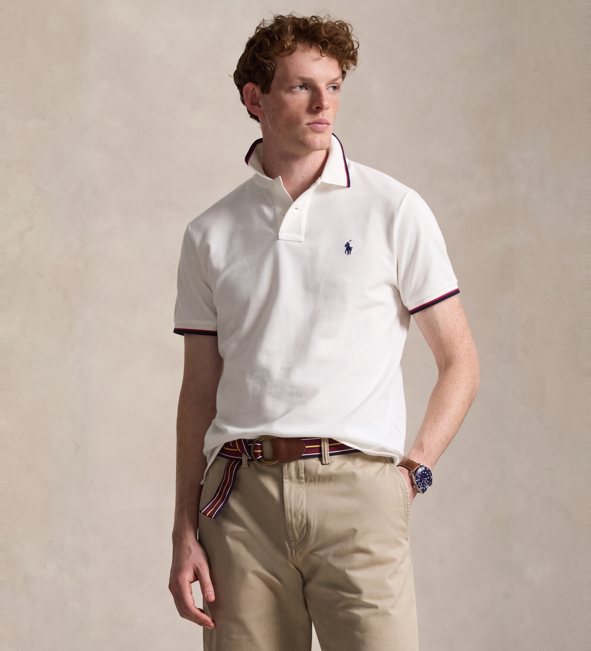 Polo Ralph Lauren für Herren. 710842621002 Polo Custom Slim Fit weiß (S), Lässig, Baumwolle, Kurzarm