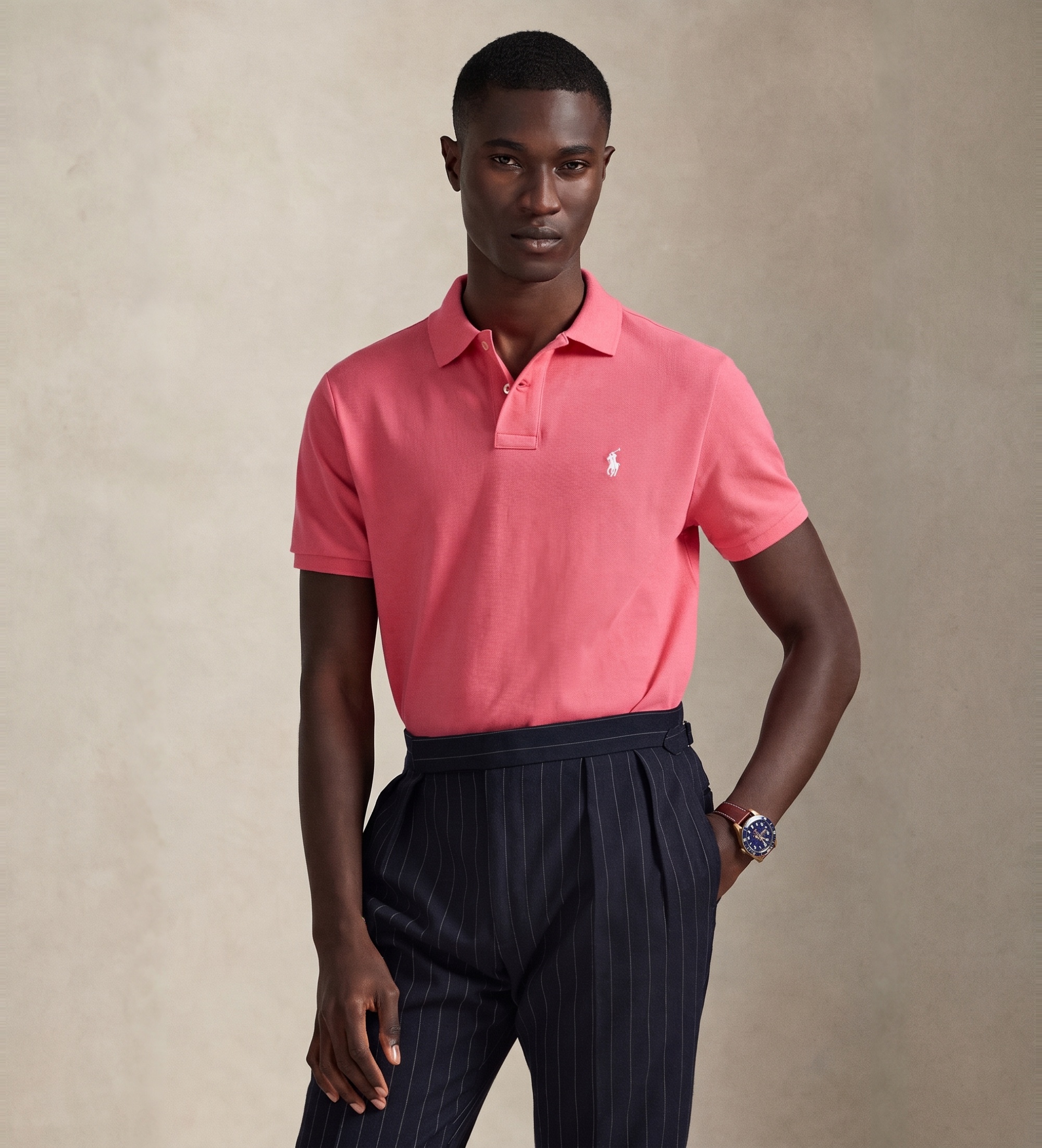 Polo Ralph Lauren für Herren. 710782592007 Rosa Polohemd ?Custom Slim Mesh? (M), Lässig, Baumwolle, Kurzarm