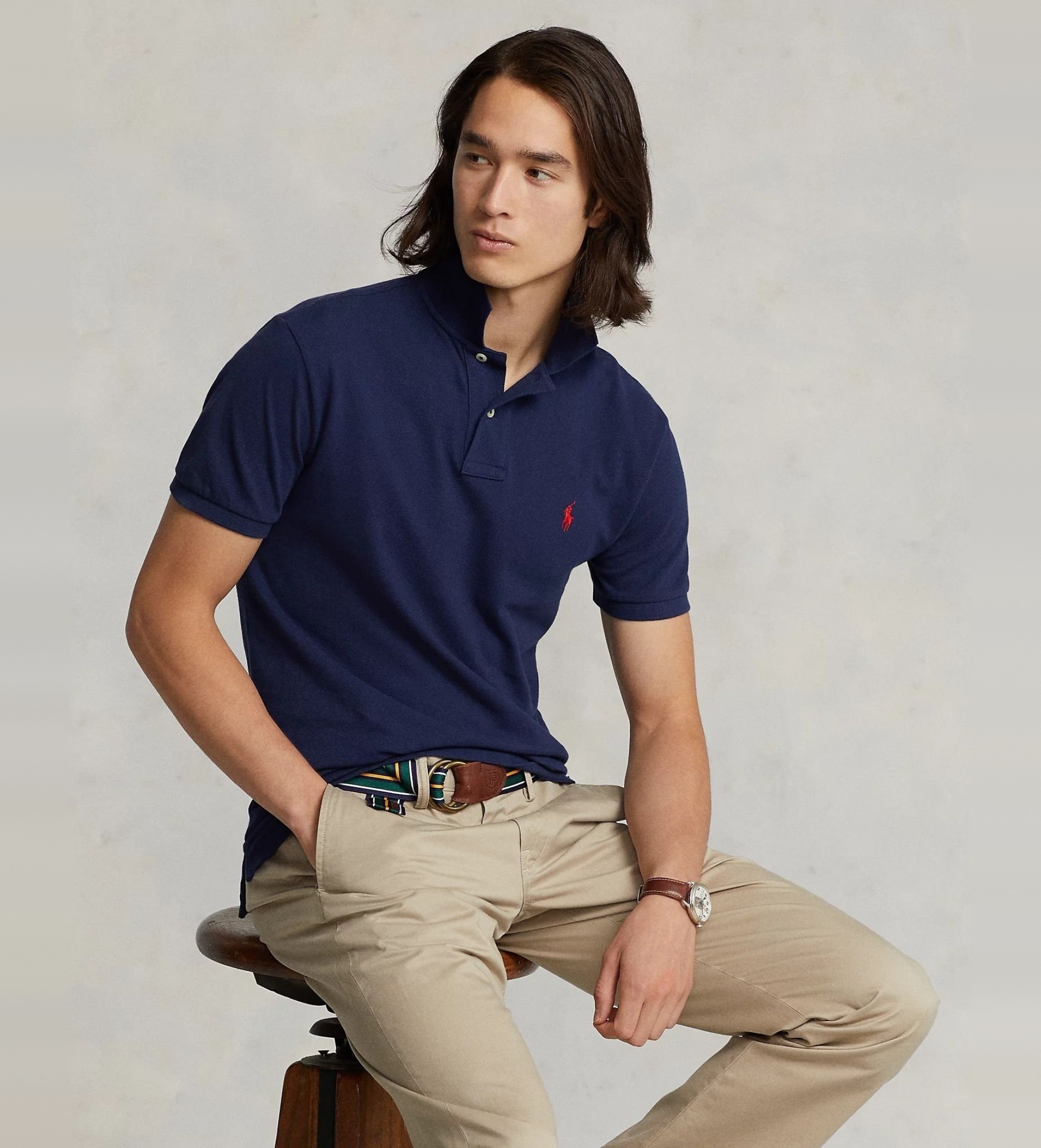 Polo Ralph Lauren für Herren. 710782592008 Marineblaues Piqué-Poloshirt (XS), Lässig, Baumwolle, Kurzarm