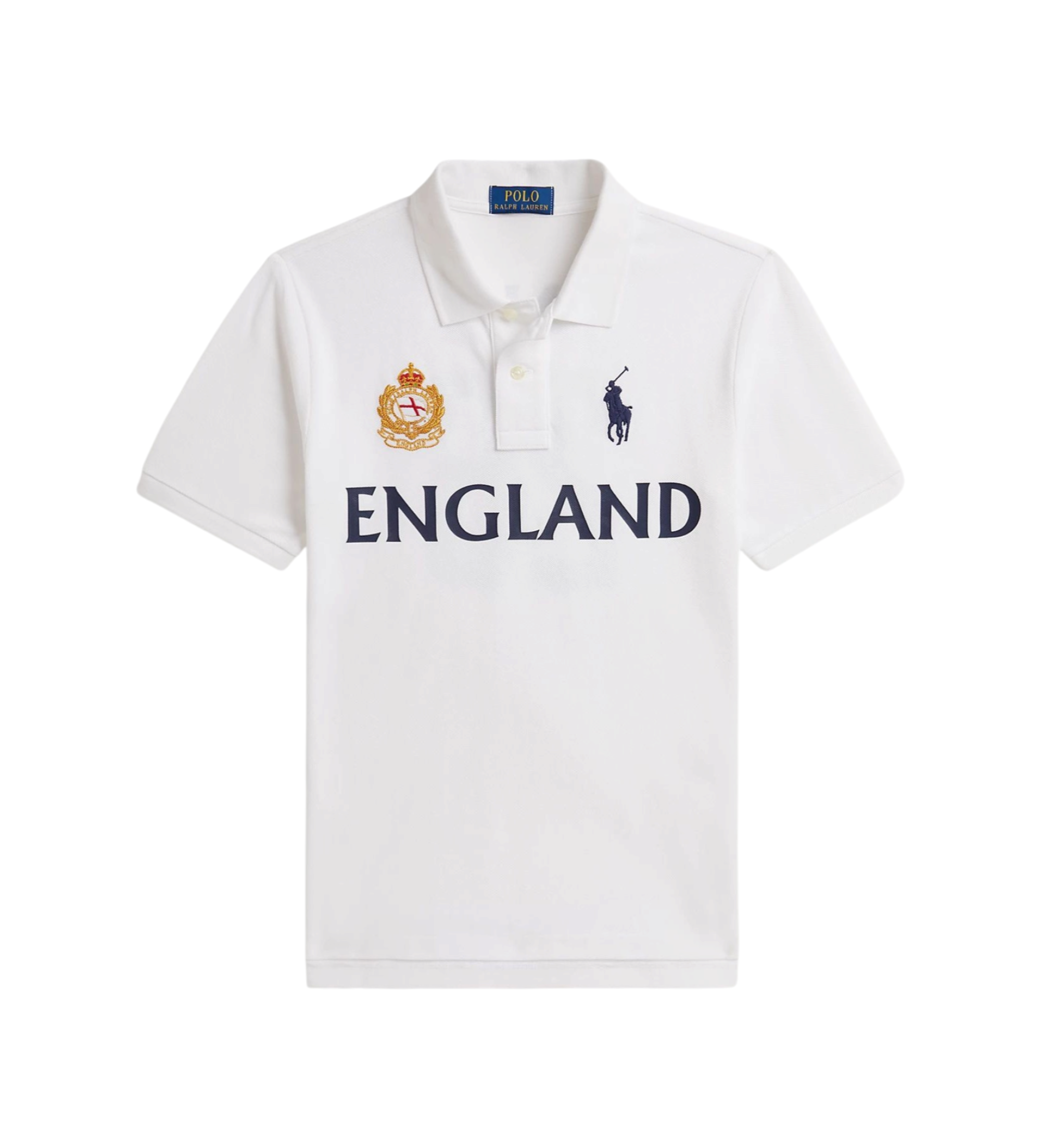 Polo Ralph Lauren für Jungen. 323B23443001 England Poloshirt aus weißem Baumwollpikee ((M) 8/9años= 140/149cm), Lässig, Baumwolle, Kurzarm,