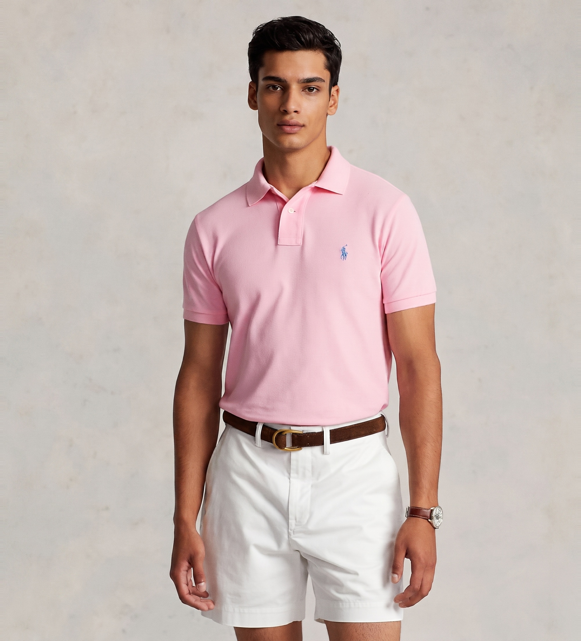 Polo Ralph Lauren für Herren. 710782592033 Rosa Piqué-Poloshirt (L), Lässig, Baumwolle, Kurzarm