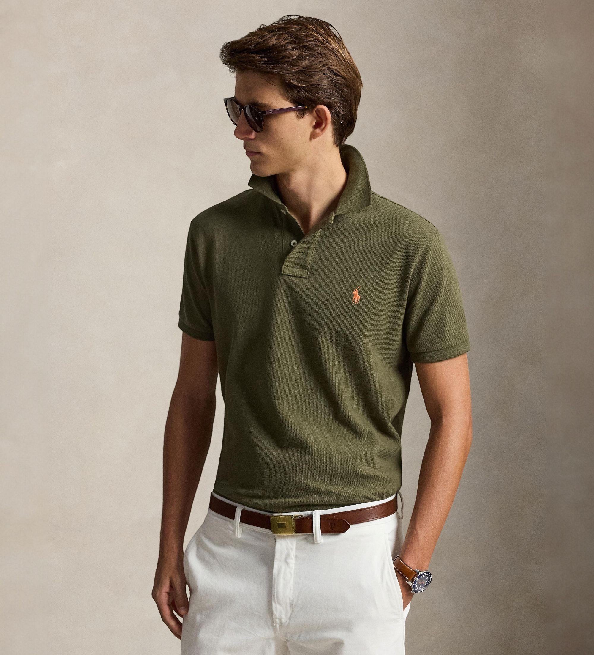 Polo Ralph Lauren für Herren. 710782592014 Grünes Piqué-Poloshirt (S), Lässig, Baumwolle, Kurzarm