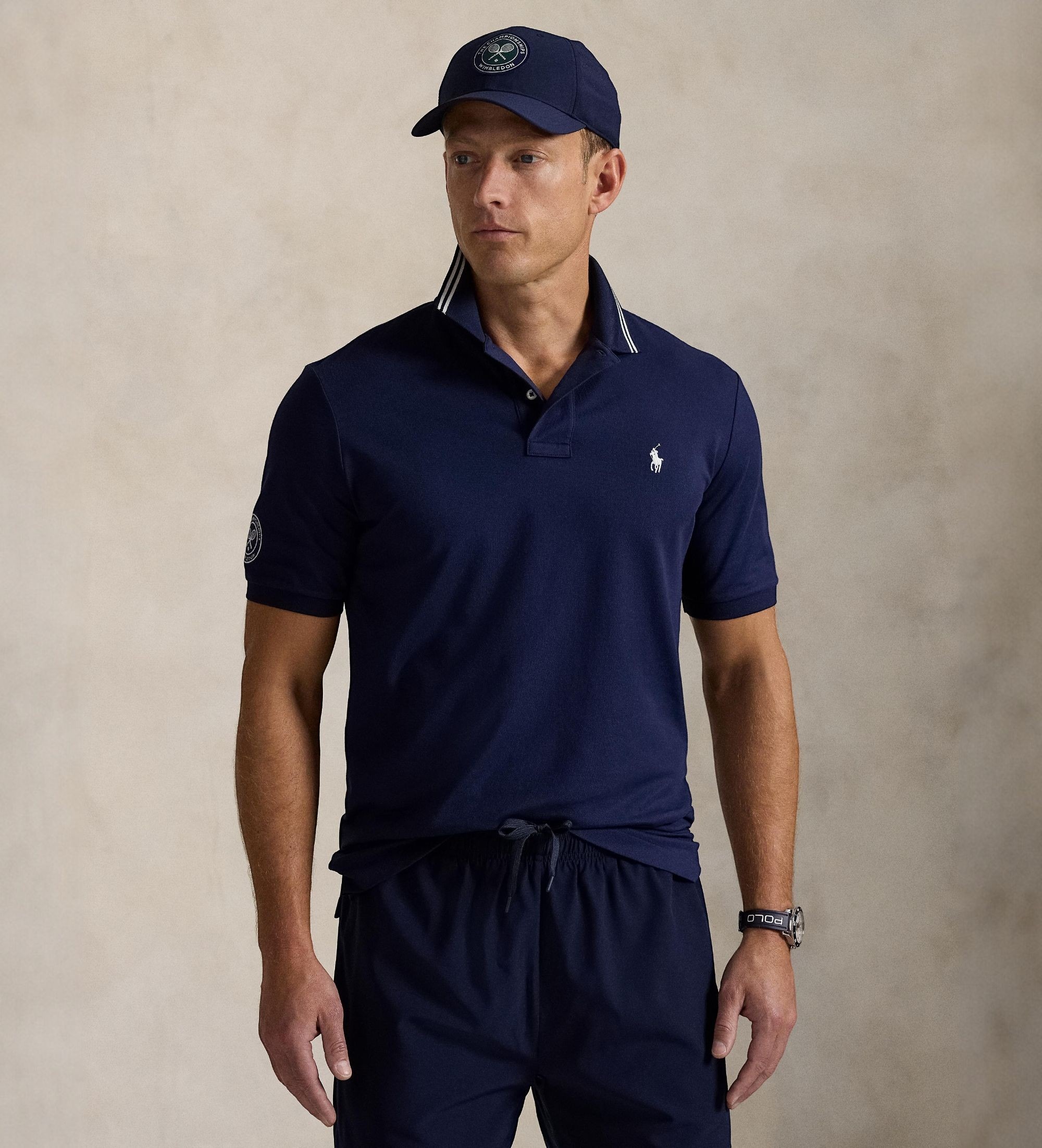 Polo Ralph Lauren für Herren. 710970483003 Wimbledon marineblaues Stretch-Poloshirt (XL), Lässig, Baumwolle, Kurzarm