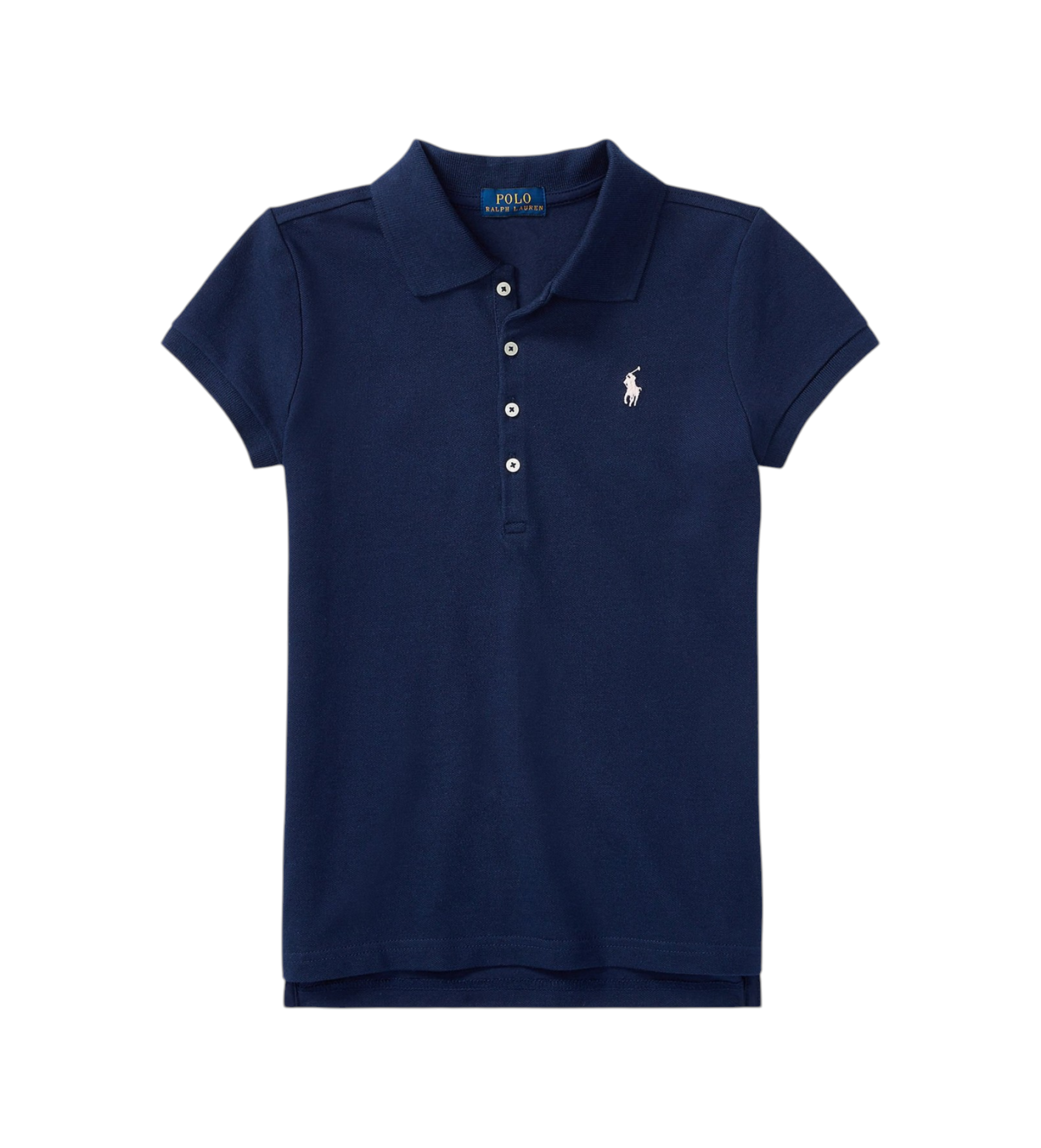 Polo Ralph Lauren für Mädchen. 313573242008 Marineblaues Stretch-Poloshirt (12/14años= 155/159cm), Lässig, Baumwolle, Kurzarm, Kinderbekleid