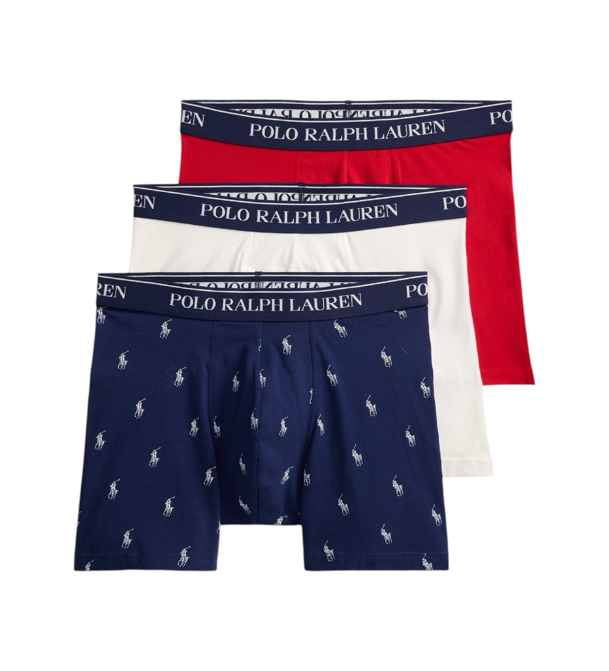 Polo Ralph Lauren für Herren. 714830300102 Set 3 Boxershorts aus elastischer Baumwolle marineblau, weiß, rot (M), Heimtextilien