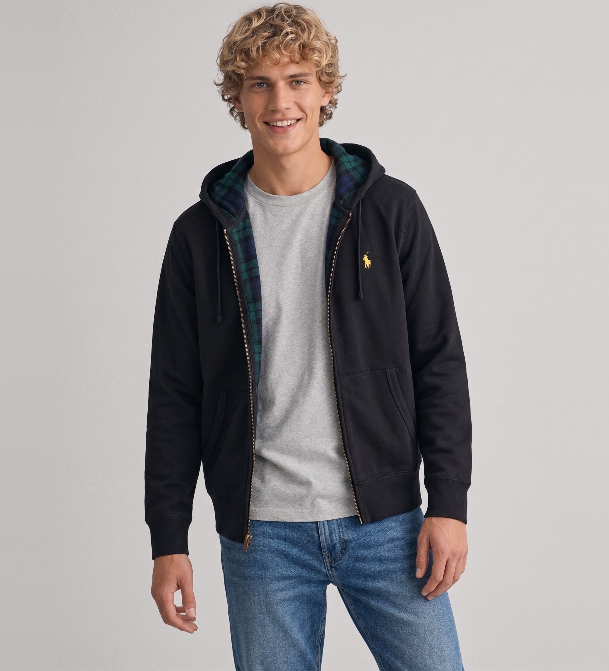 Polo Ralph Lauren für Herren. 710B28290001 Sweatshirt mit Reißverschluss schwarz (L), Lässig, Baumwolle