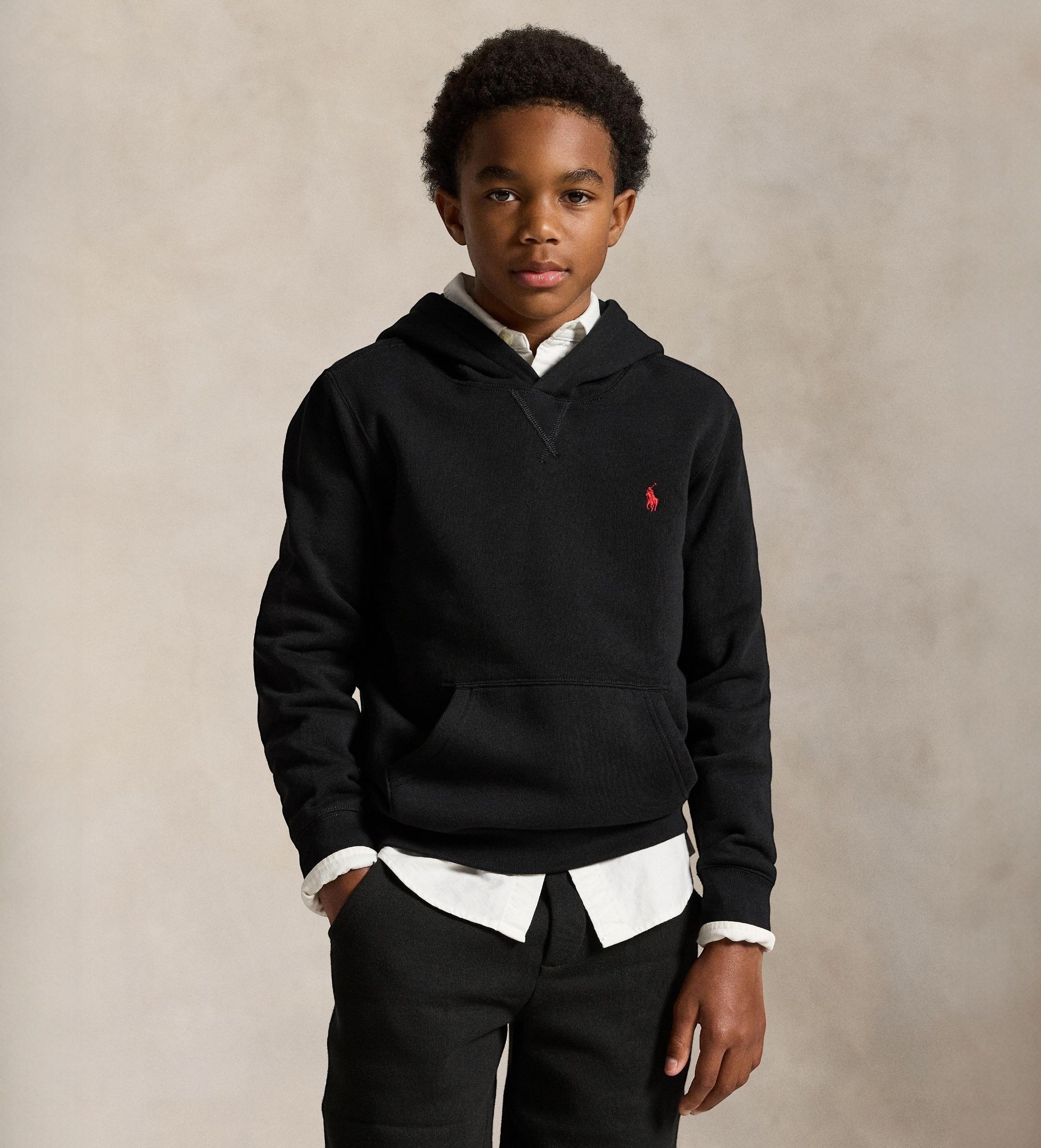 Polo Ralph Lauren für Jungen. 323749954059 Schwarzes Fleece-Sweatshirt mit Kapuze ((M) 8/9años= 140/149cm), Lässig, Baumwolle, Kinderbekleid