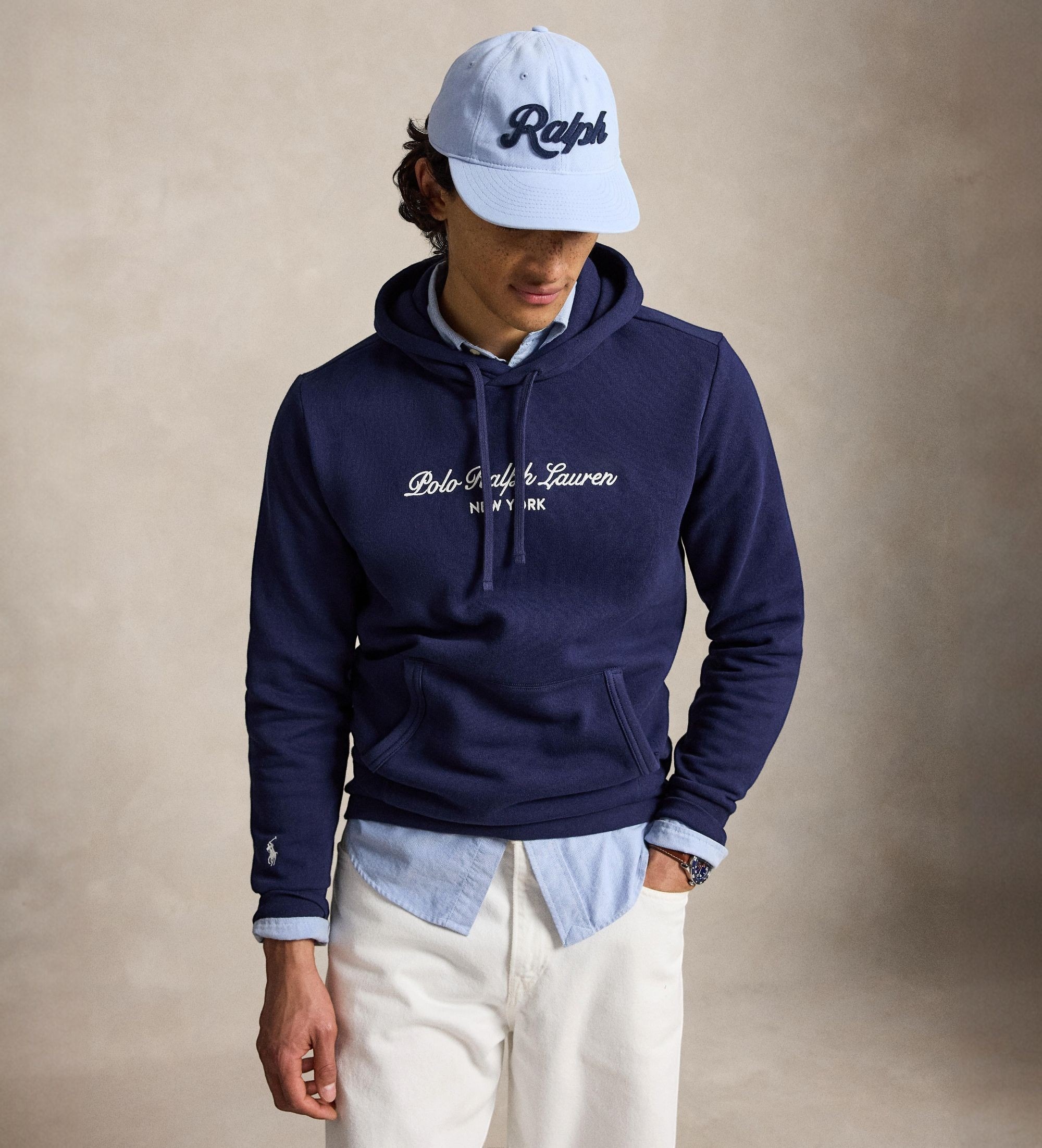 Polo Ralph Lauren für Herren. 710B26089004 Sweatshirt aus Frottee mit marineblauem Logo (M), Lässig, Baumwolle