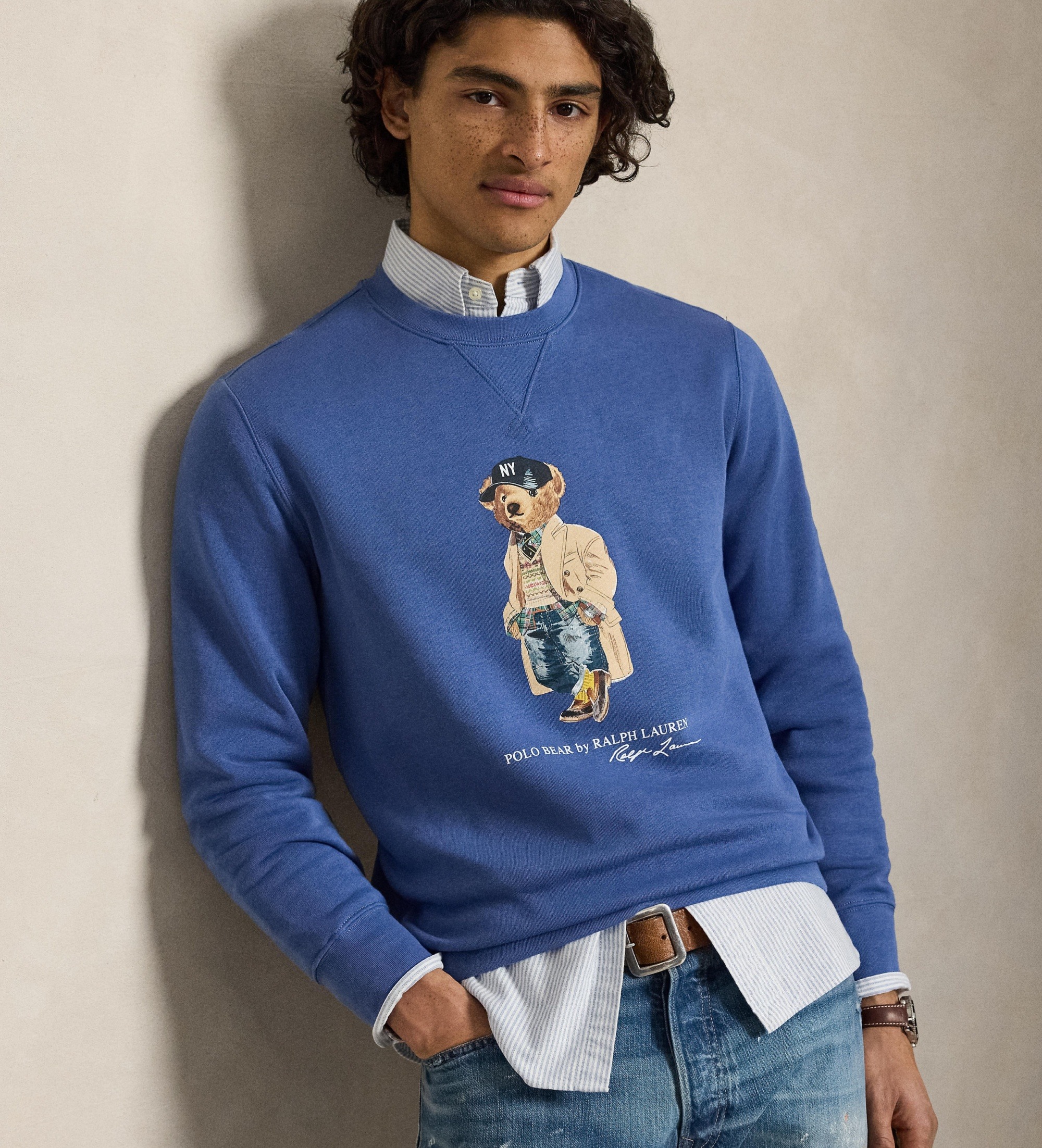 Polo Ralph Lauren für Herren. 710B27073001 Sweatshirt aus Frottee mit blauem Polo Bear (M), Lässig, Baumwolle