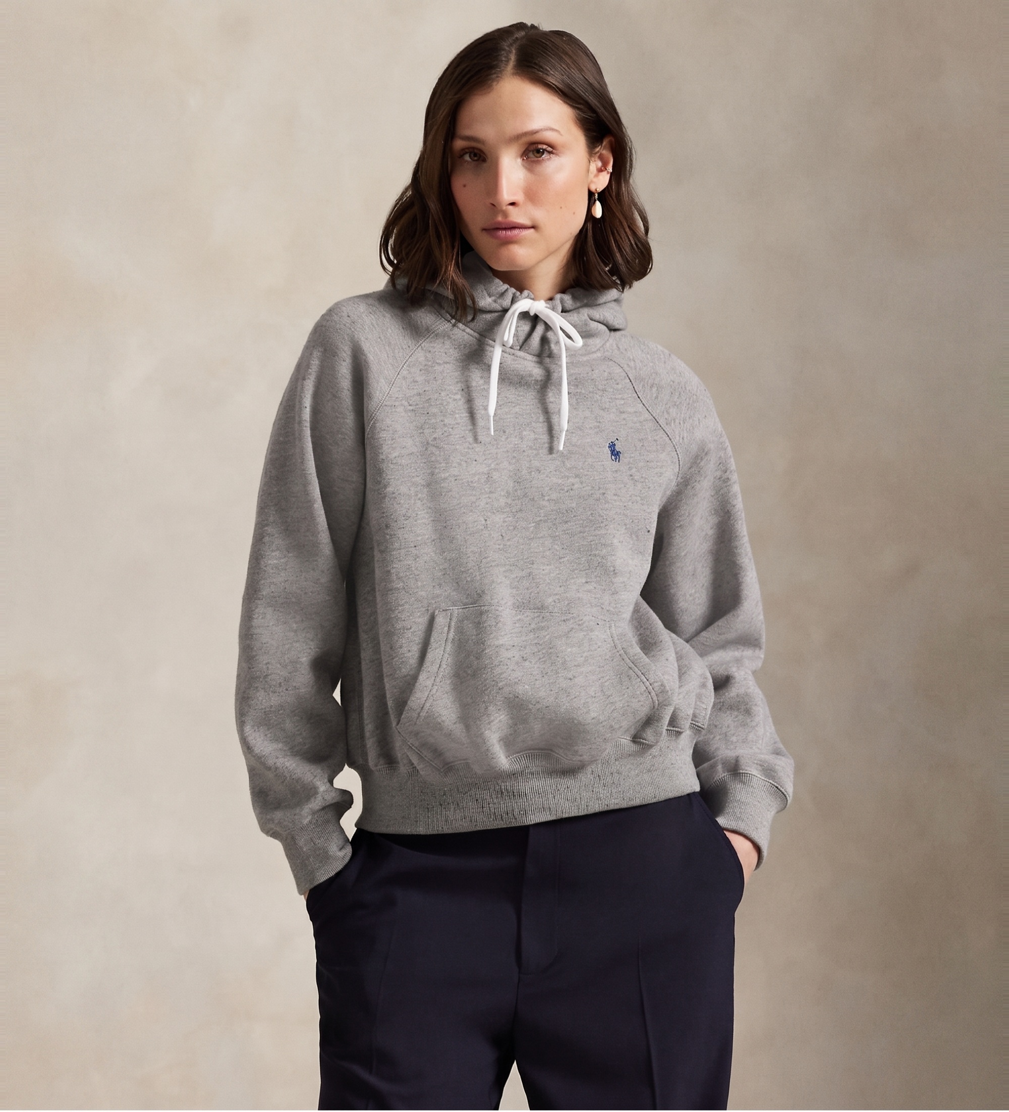 Polo Ralph Lauren für Damen. 211971698004 Fleece-Sweatshirt Shrunken Fit grau (S), Lässig, Baumwolle