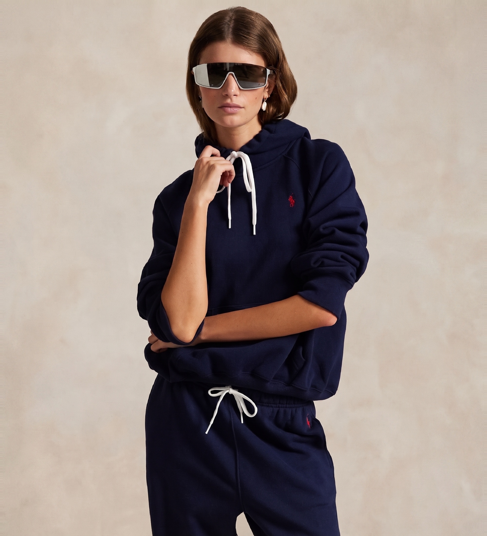 Polo Ralph Lauren für Damen. 211971698002 Shrunken Fit navy Fleece-Sweatshirt (M), Lässig, Baumwolle, Marine