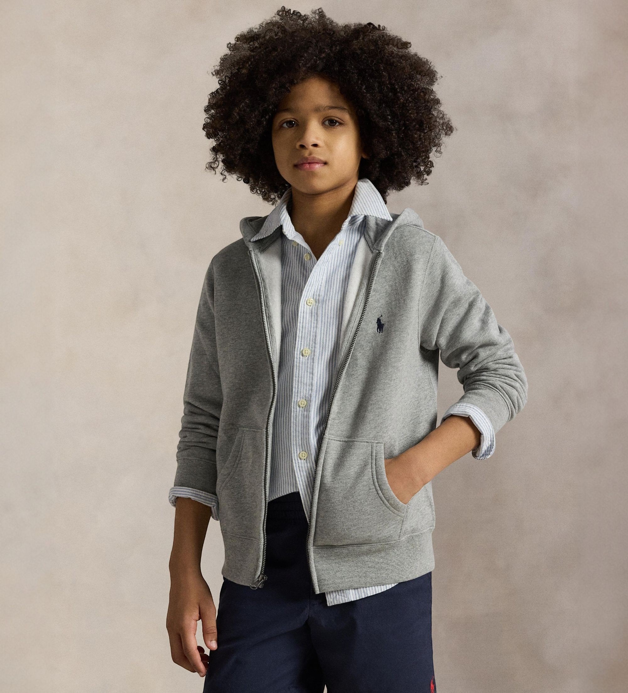 Polo Ralph Lauren für Jungen. 323547626002 Kapuzensweatshirt aus Fleece und Baumwolle mit Kapuze ((XL) 13/14Años= 163/174cm), Lässig, Grau,