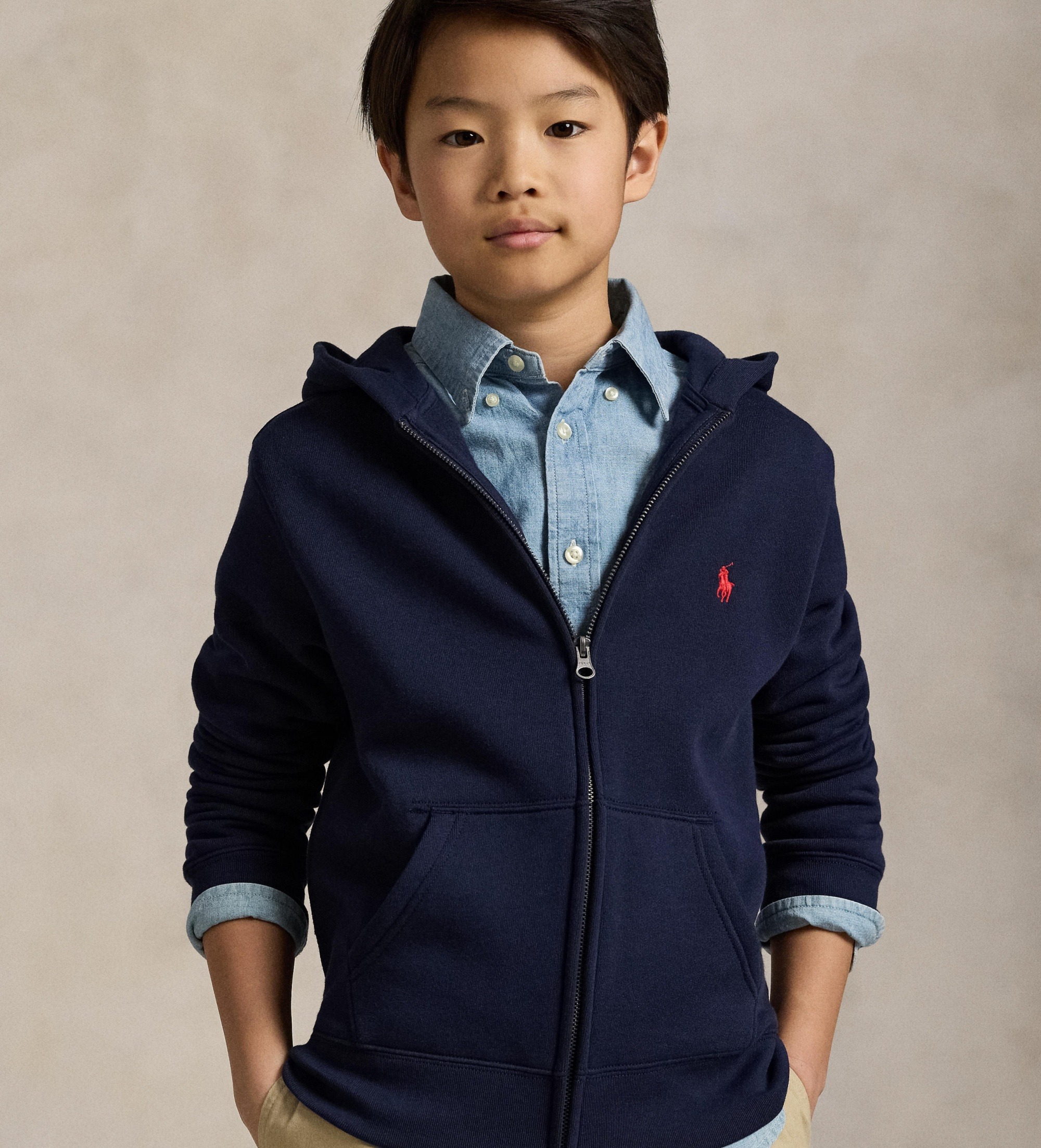 Polo Ralph Lauren für Jungen. 323547626001 Blaues Kapuzen-Sweatshirt aus Fleece und Baumwolle mit Kapuze ((S) 6/7años= 136/138cm), Lässig, M