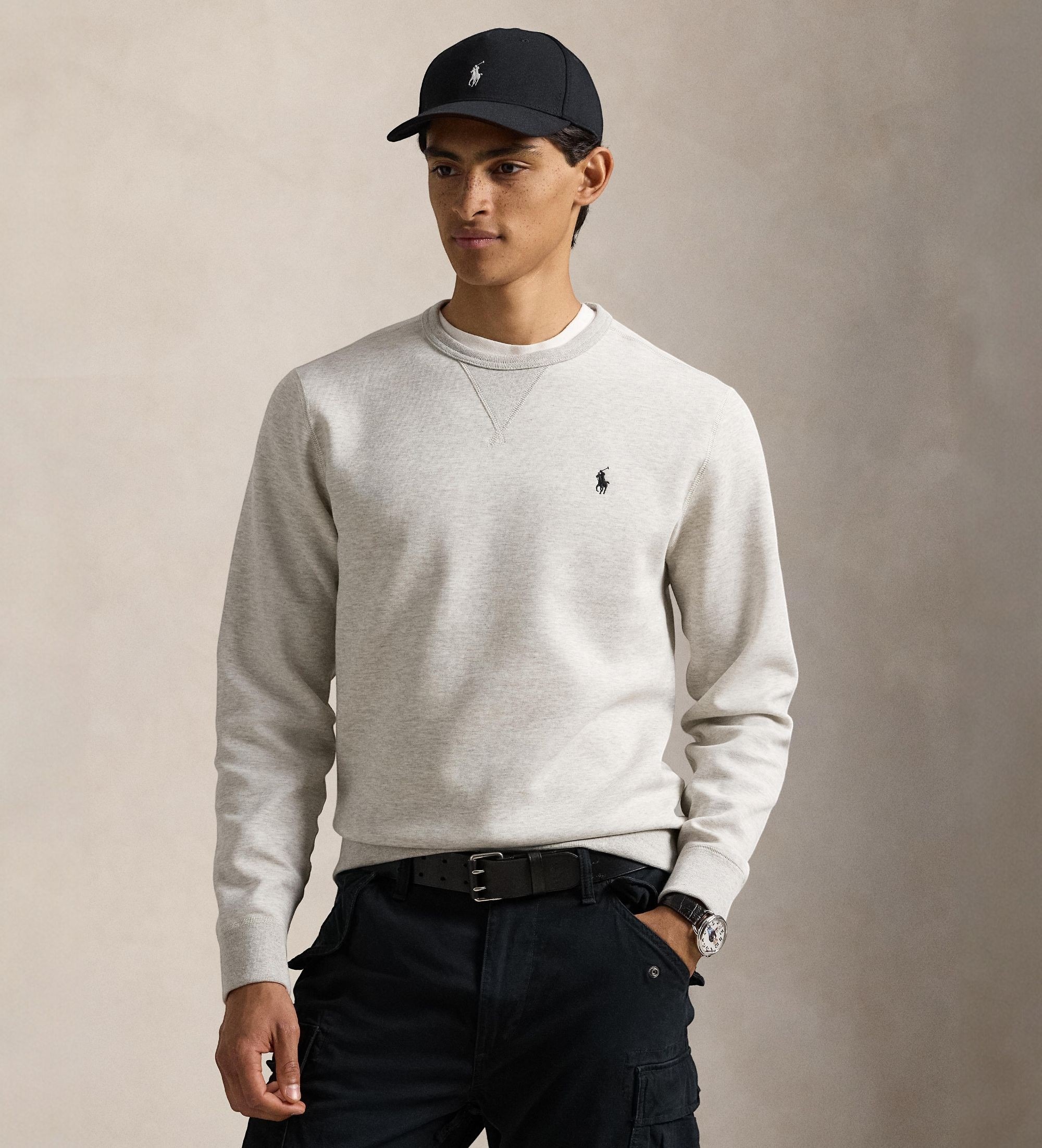 Polo Ralph Lauren für Herren. 710888284002 Graues Doppelstrick-Sweatshirt (S), Lässig, Baumwolle