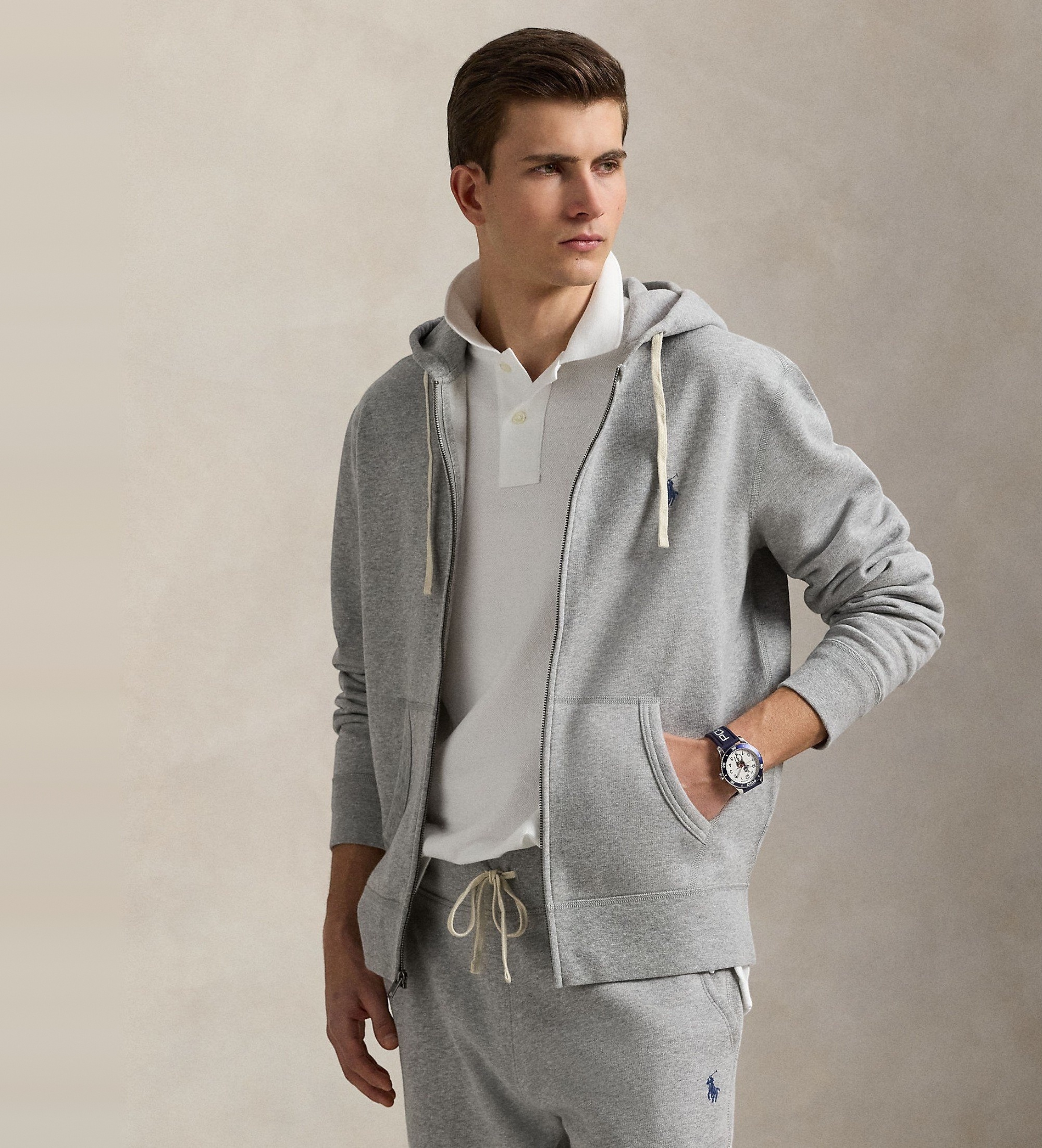 Polo Ralph Lauren für Herren. 710813297002 RL graues Kapuzensweatshirt (S), Lässig, Baumwolle